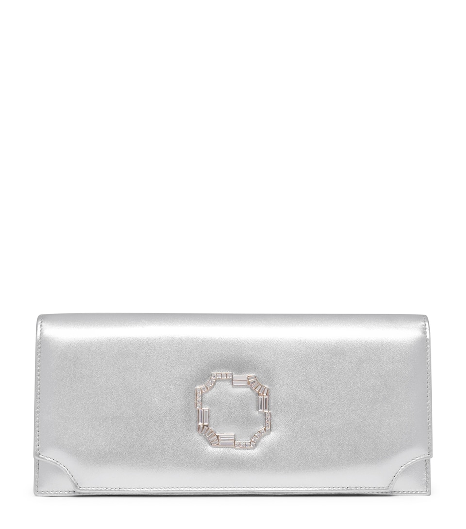 Malone Souliers Metallic Leather Vivien Clutch Bag Silver