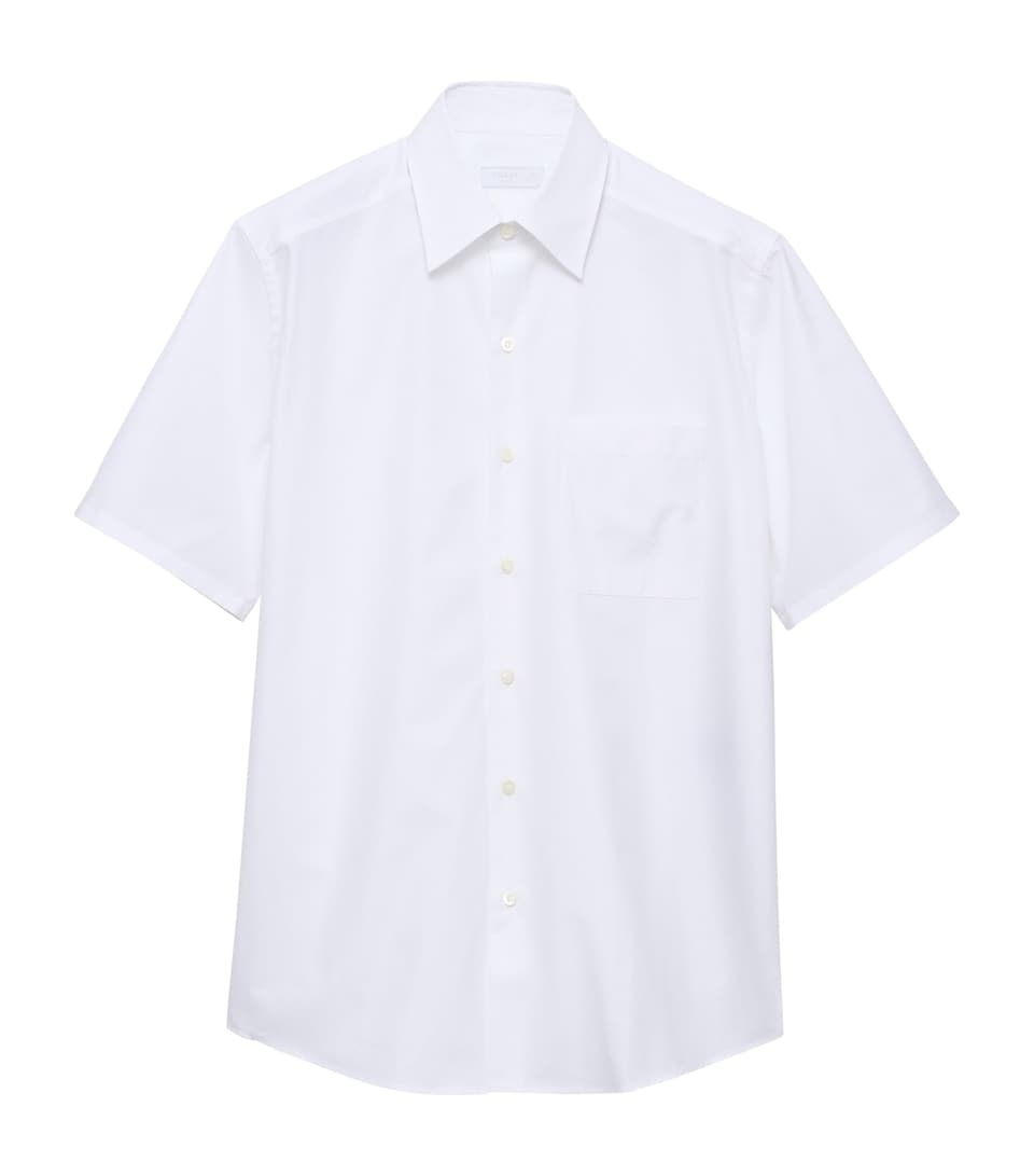 Prada Mens Cotton Short-Sleeve Shirt White
