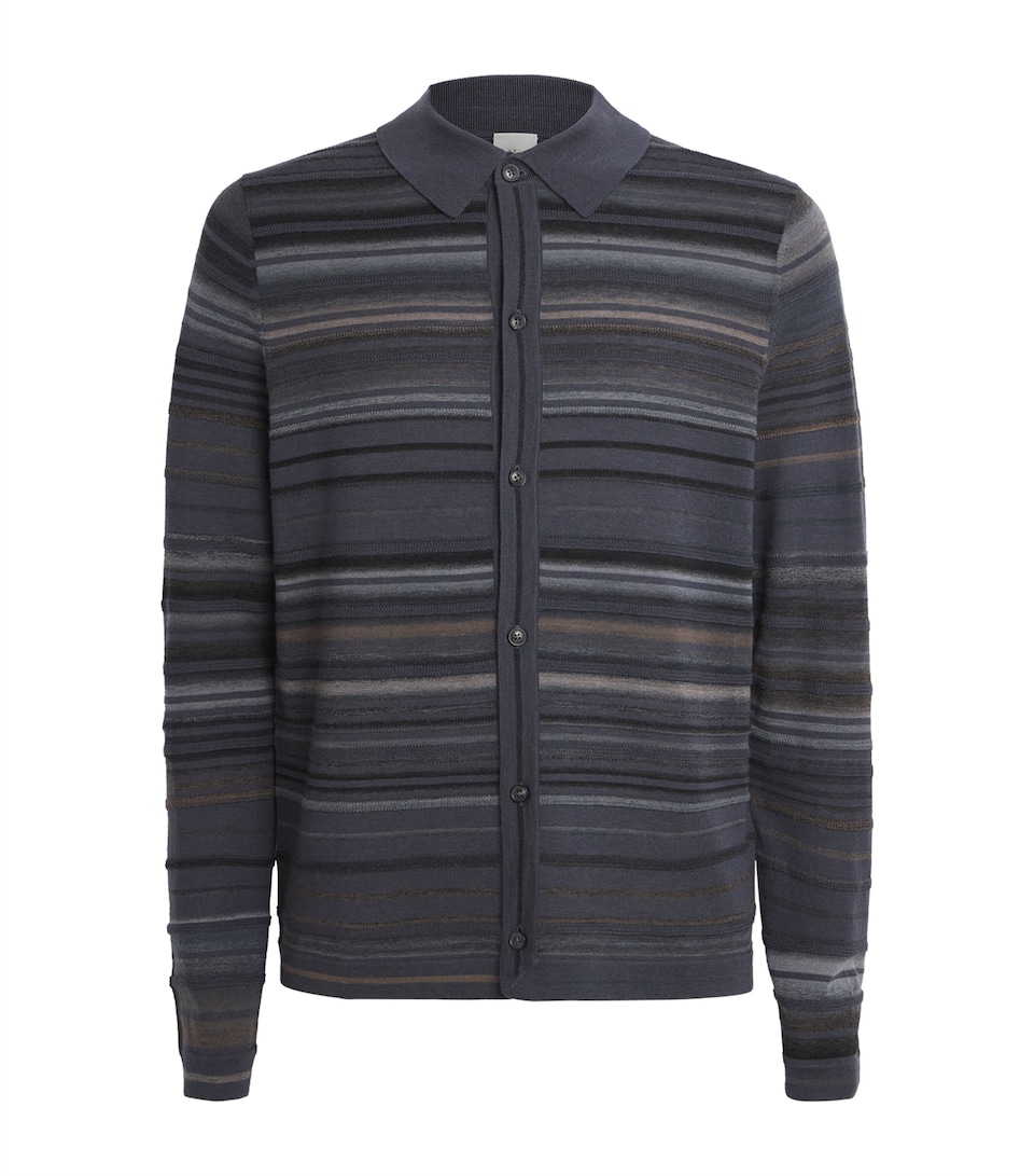 Paul Smith Mens Merino Stripe Polo Cardigan