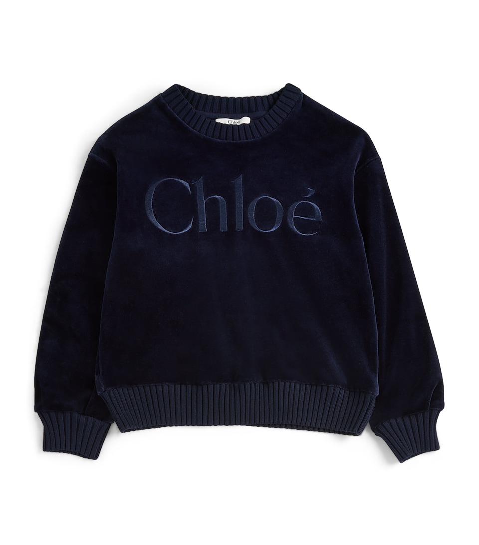Chloé Kids Velvet Logo Sweatshirt (4-14 Years) Navy