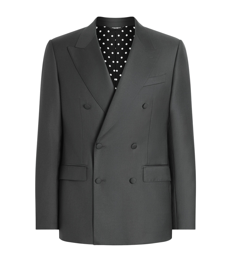 Dolce&Gabbana Mens Virgin Wool Double-Breasted Blazer Dark Green
