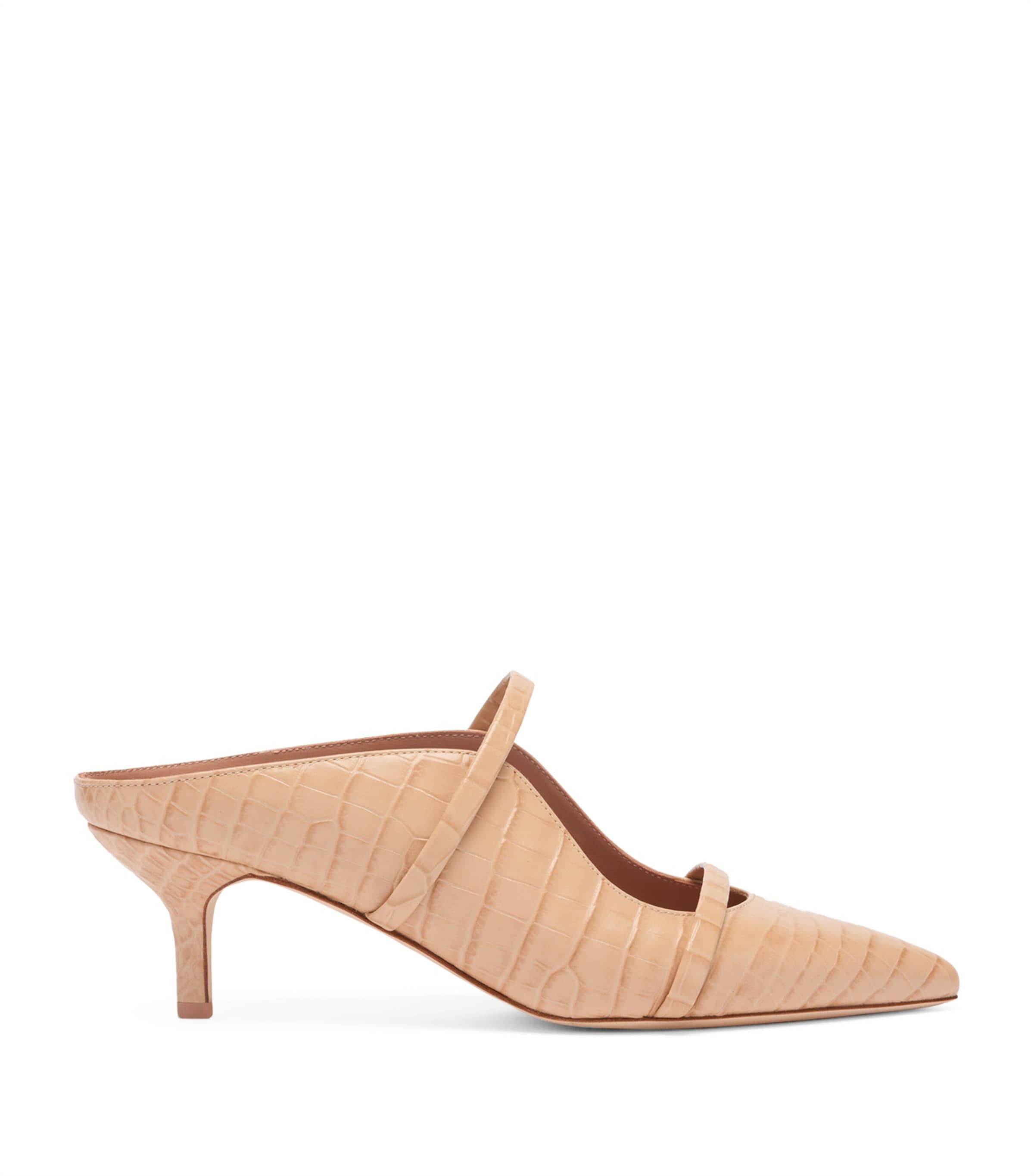 Croc-Embossed Leather Maureen Heeled Mules 45