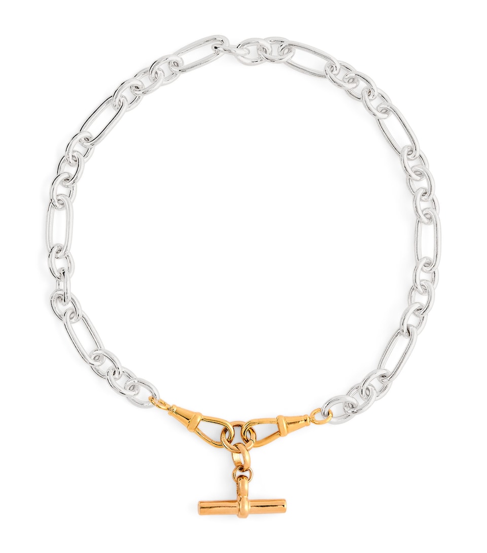 TILLY SVEAAS Medium Sterling Silver T-Bar Clipt Necklace Silver/gold