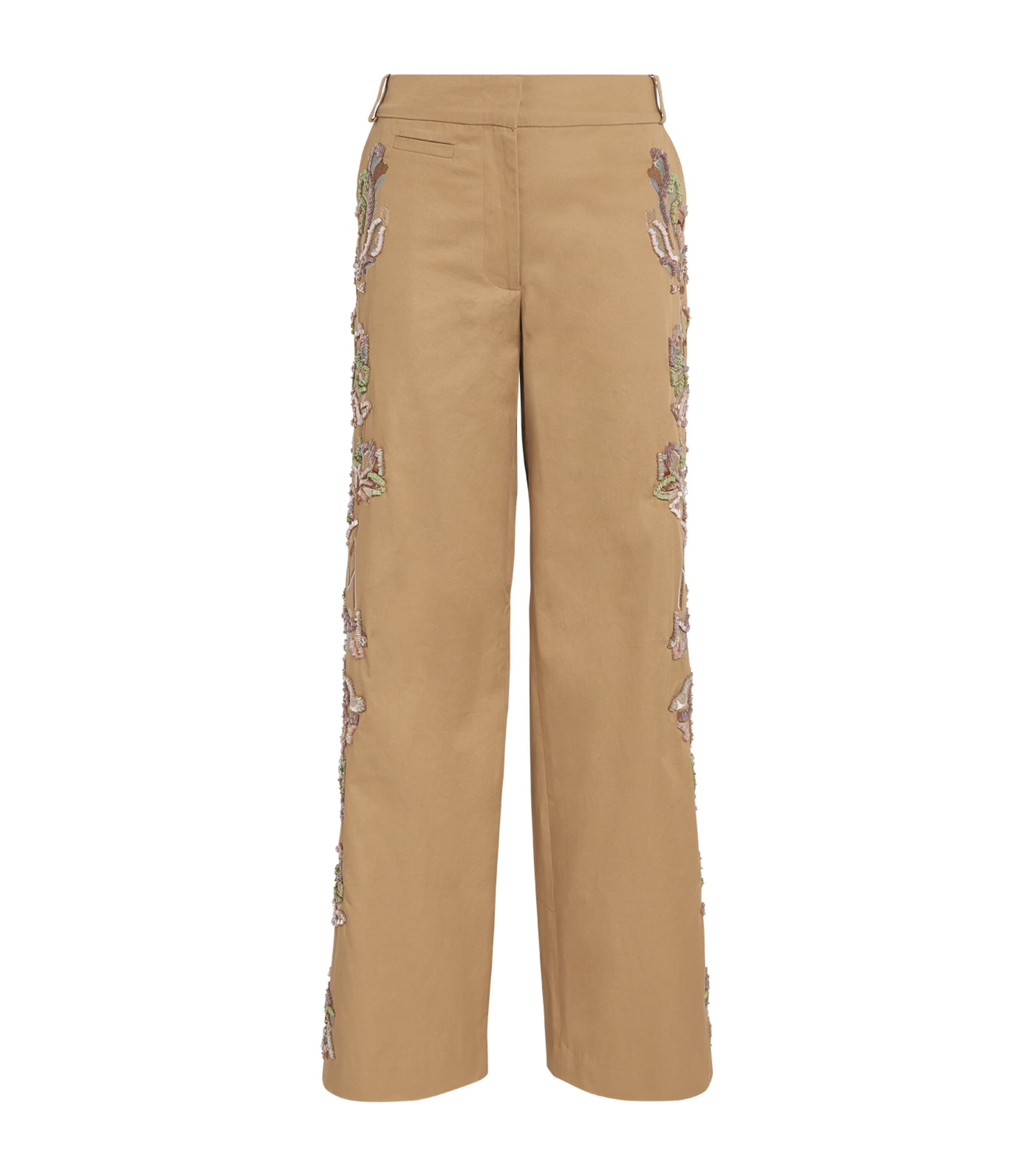 Cotton Beaded Straight Trousers