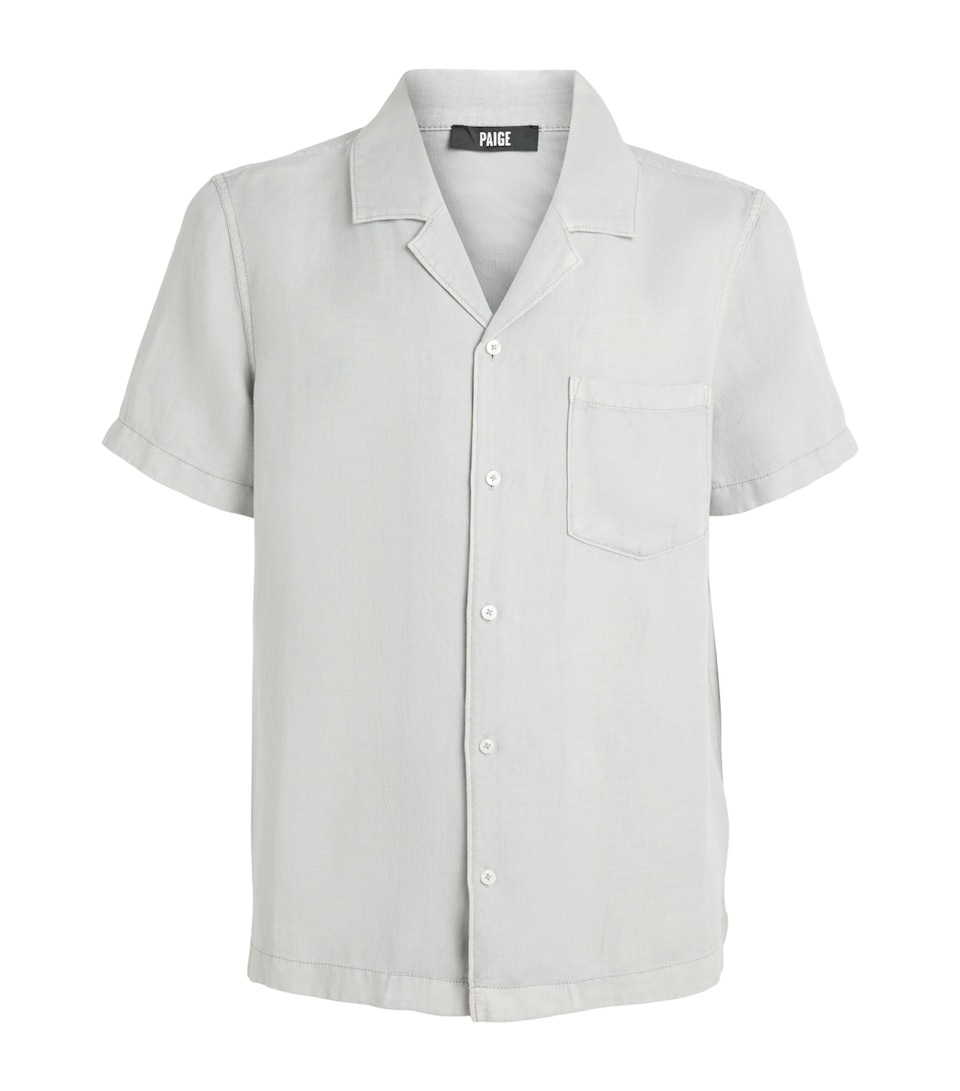 PAIGE Mens Linen-Blend Albro Short-Sleeve Shirt Vint Brstl Blu