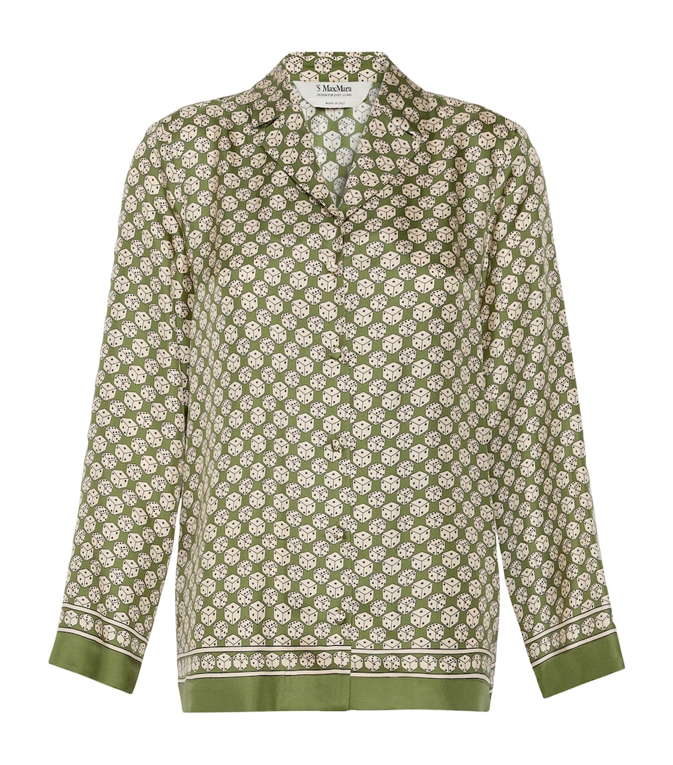 Max Mara Womens Silk Dice Shirt Kaki