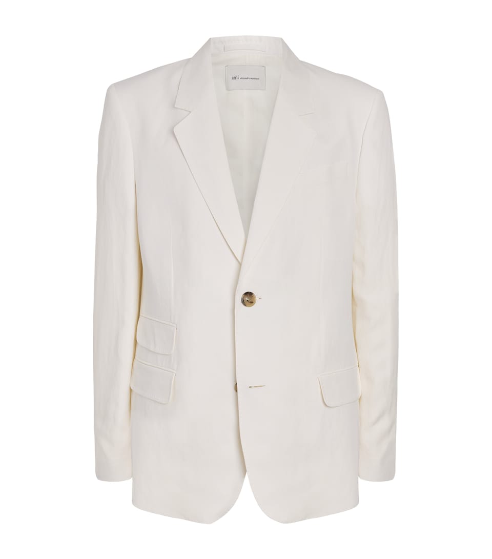 AMI Paris Mens Single-Breasted Blazer Blanc Creme