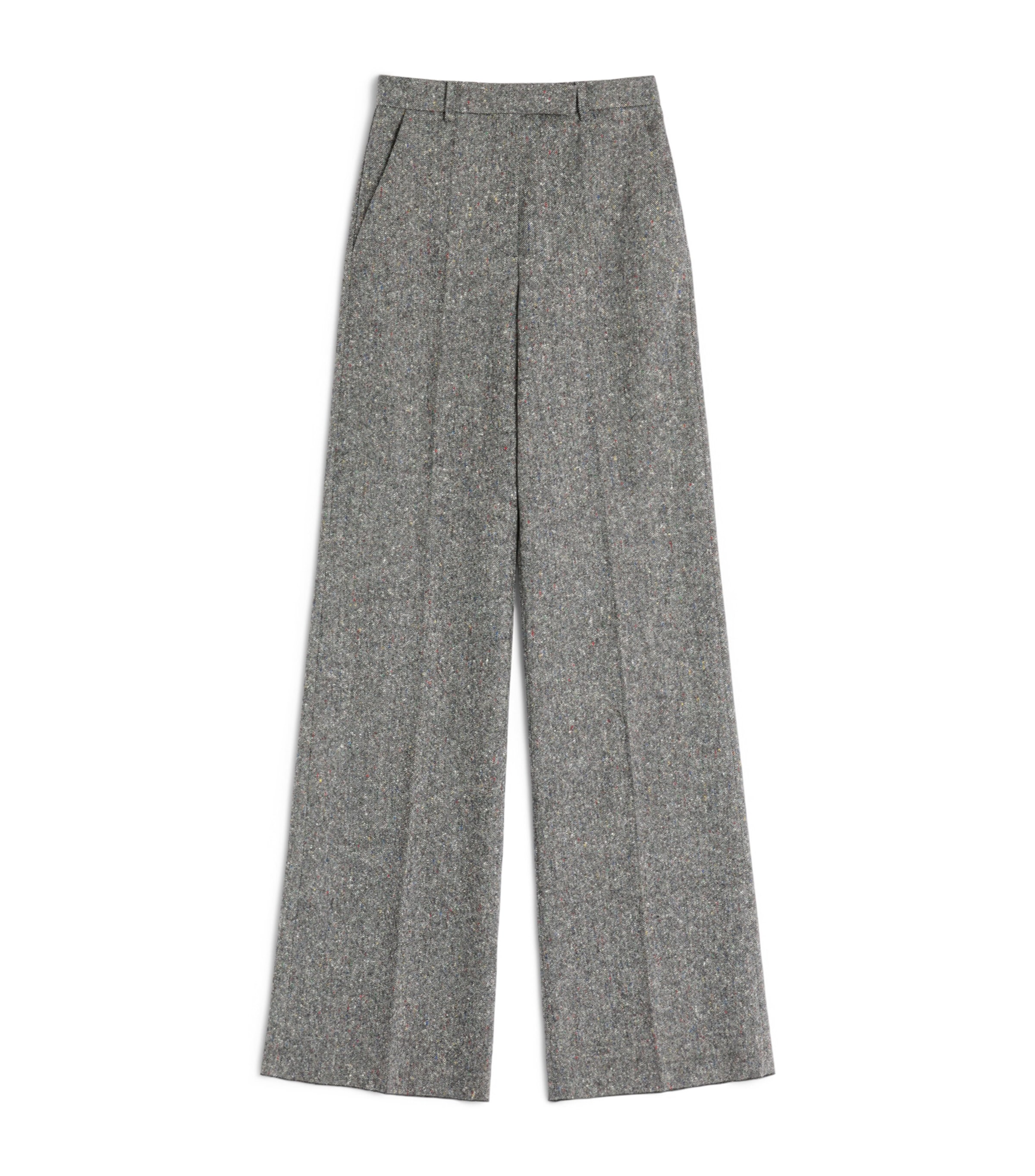 Wool-Blend Speckled Wide-Leg Trousers