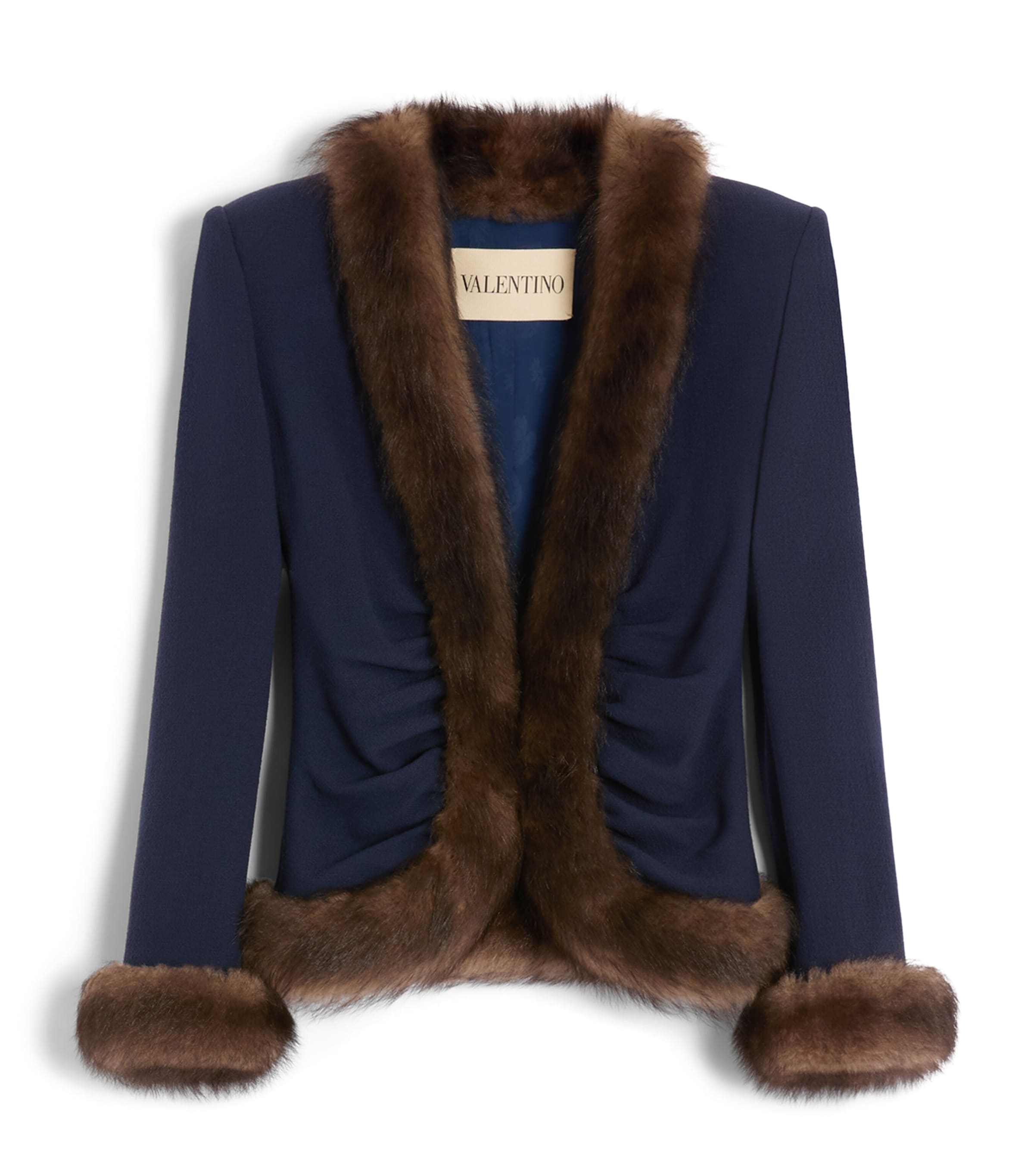 Faux Fur-Trim Blazer
