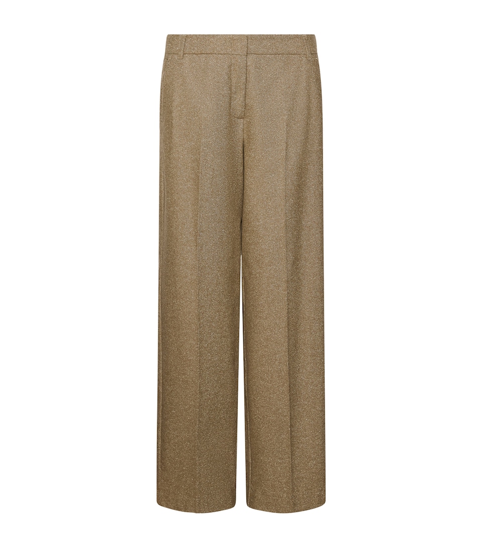 Marella Womens Wool-Blend Straight Trousers Natural