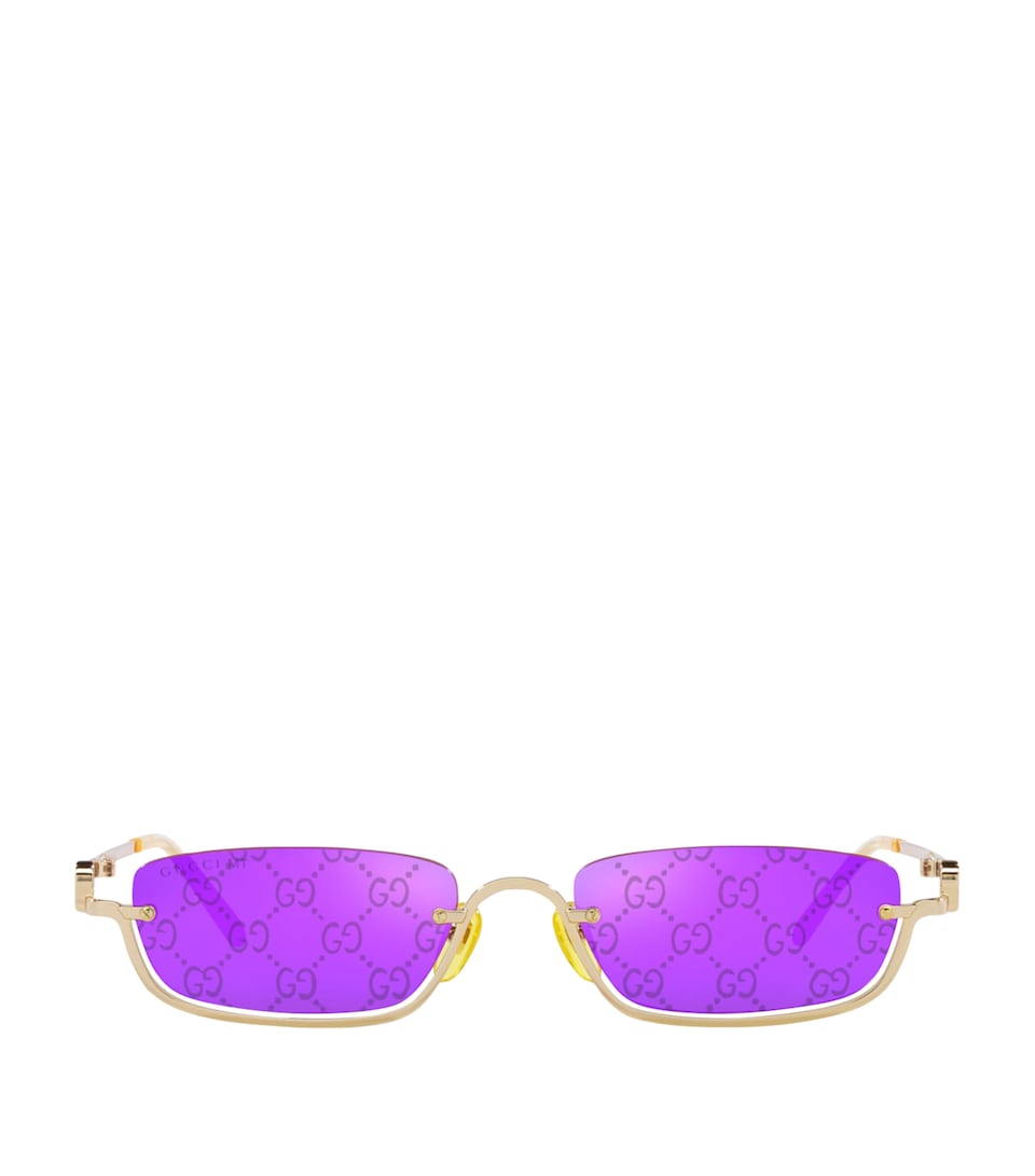 Gucci Metal Logo Rectangular Sunglasses