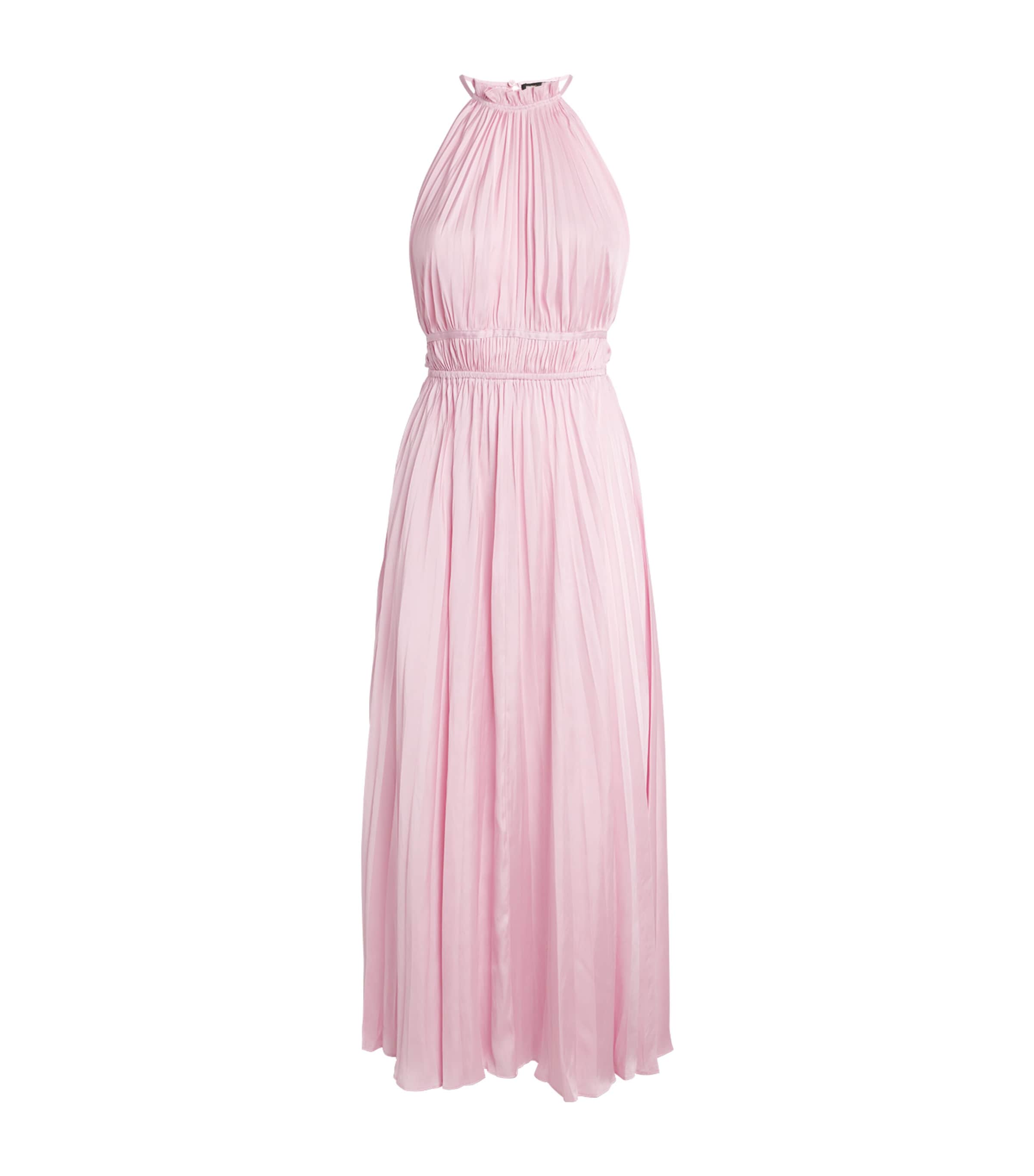 Maje Womens Satin Pleated Maxi Dress Pink