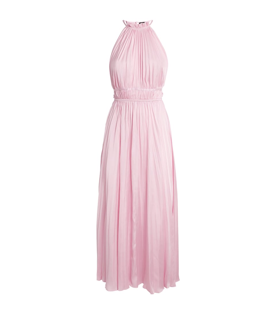 Maje Womens Satin Pleated Maxi Dress Pink