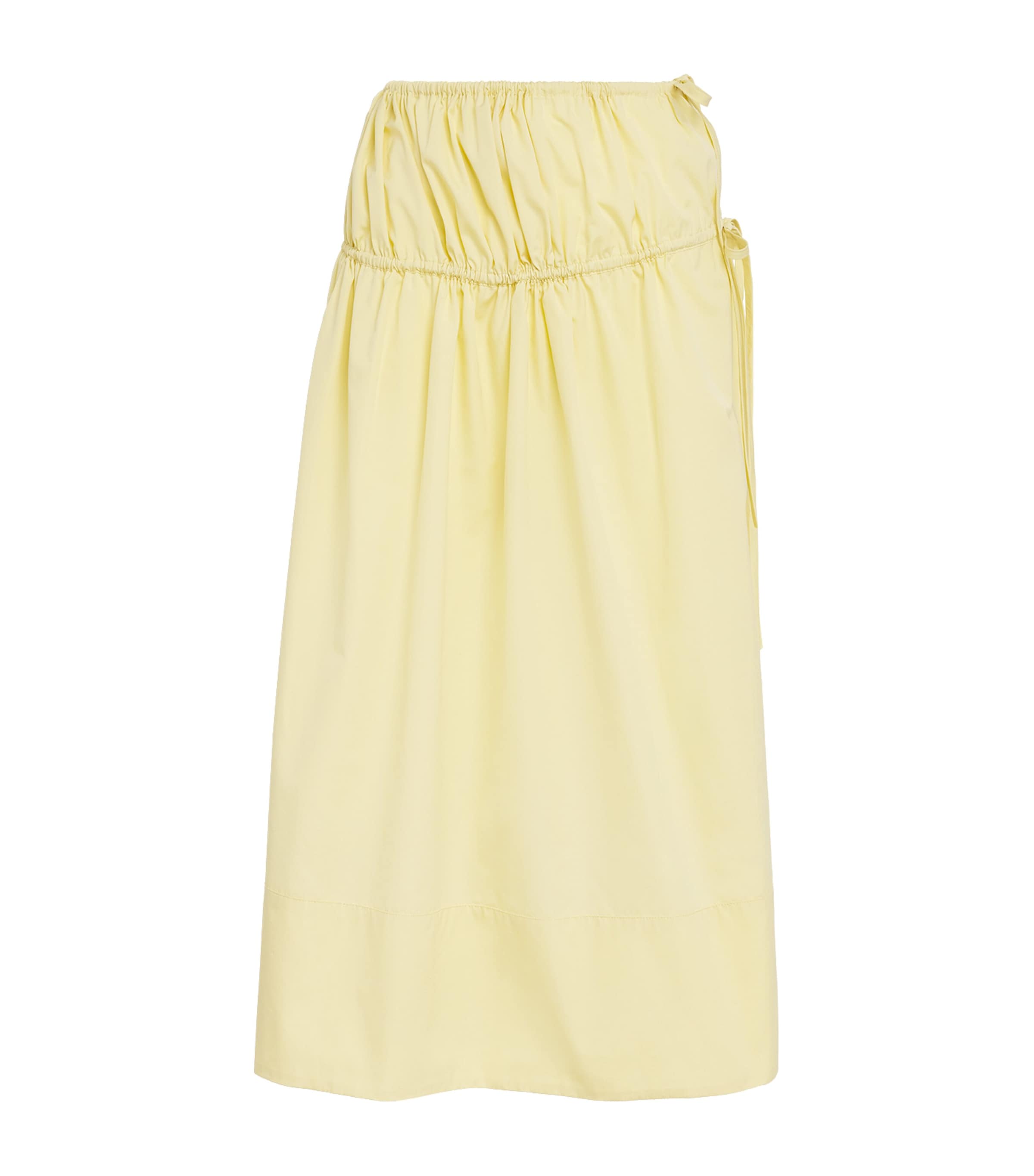 Liberowe Womens Cotton-Silk Eve Midi Skirt Yellow