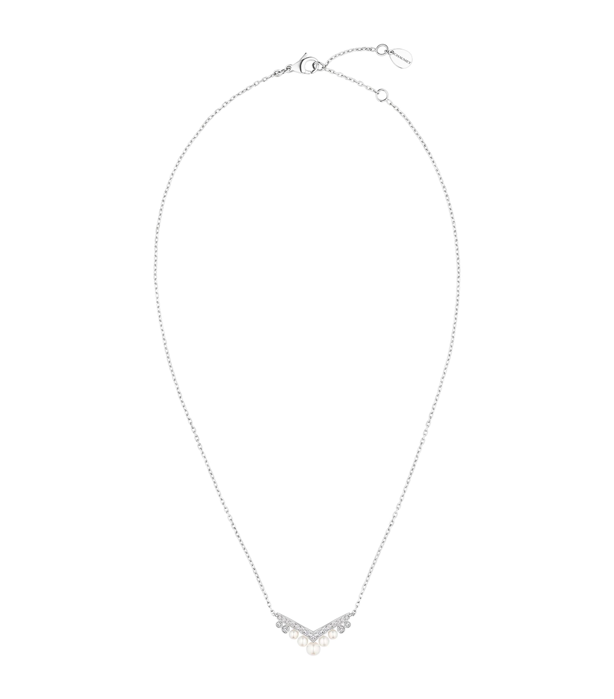 Chaumet White Gold, Diamond and Pearl Joséphine Aigrette Pendant Necklace White Gold