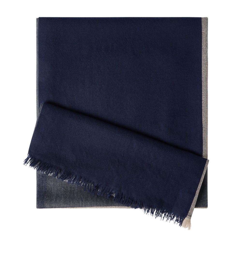 Brunello Cucinelli Mens Cashmere-Silk Colour-Block Scarf