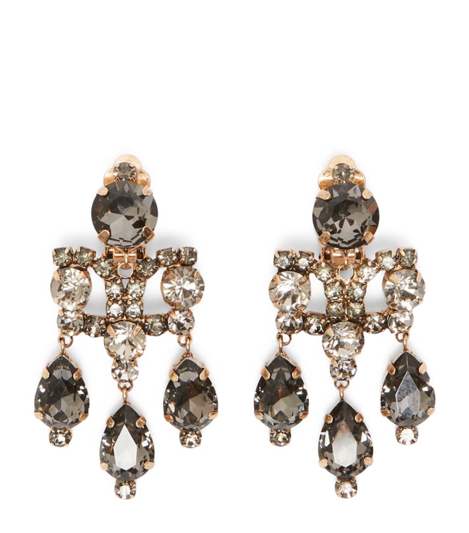 Max Mara Embellished Chandelier Earrings Light Grey
