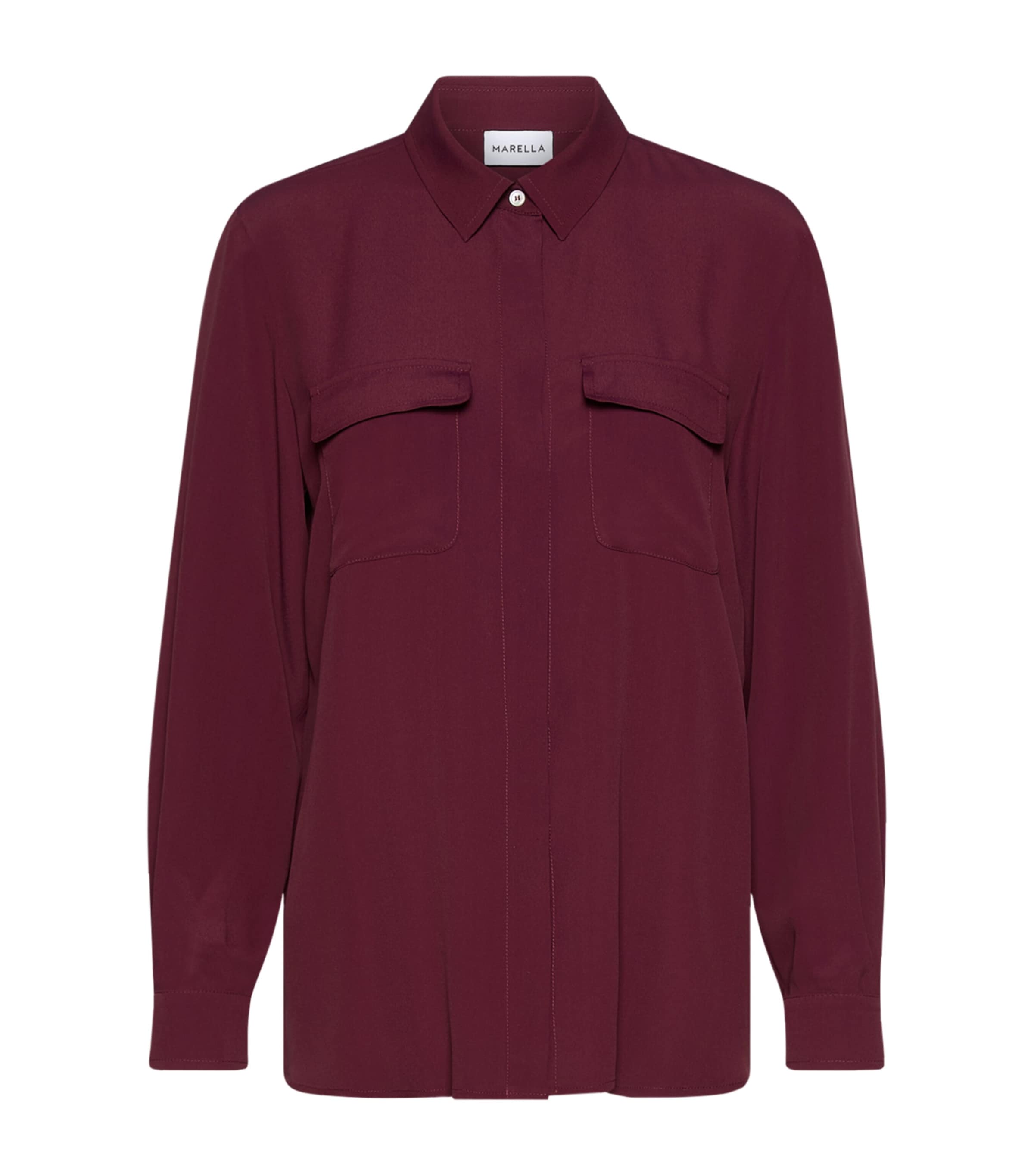Marella Womens Patch-Pocket Shirt Bordeaux