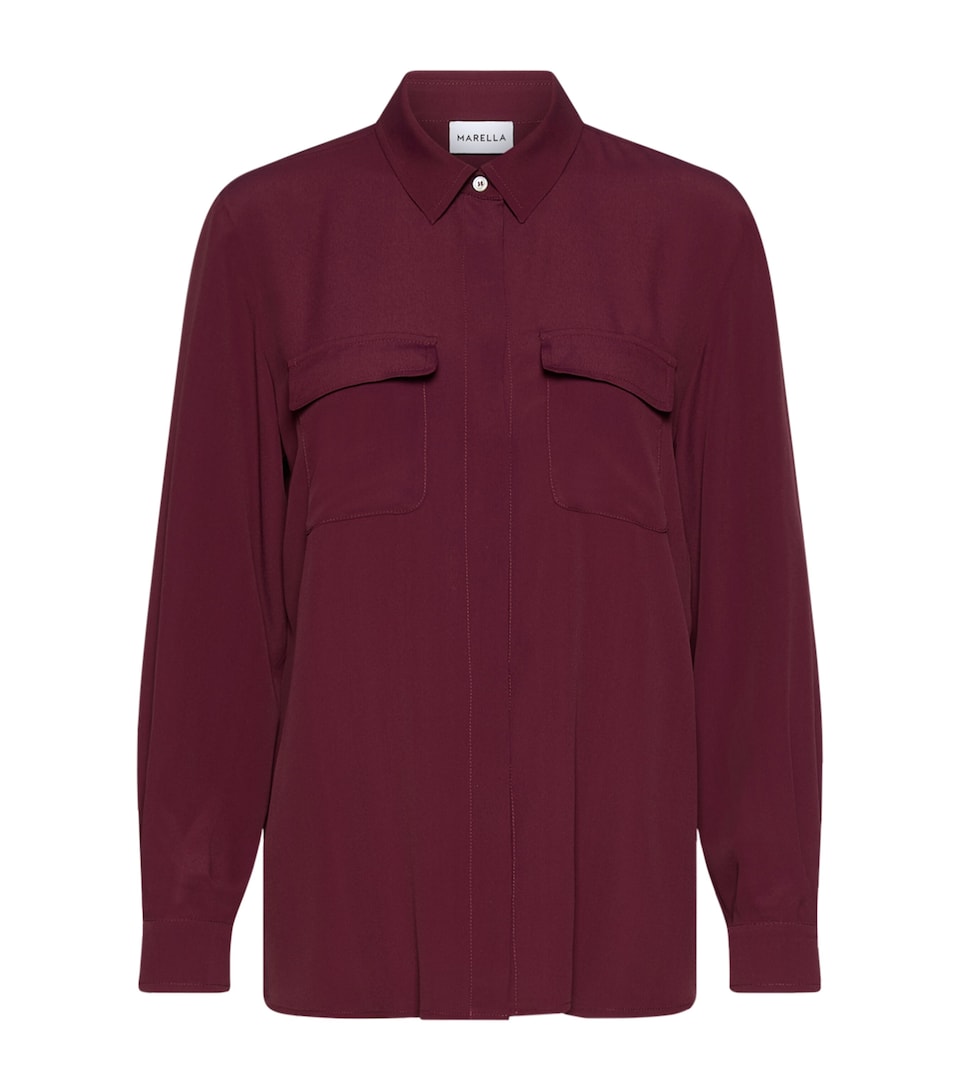Marella Womens Patch-Pocket Shirt Bordeaux