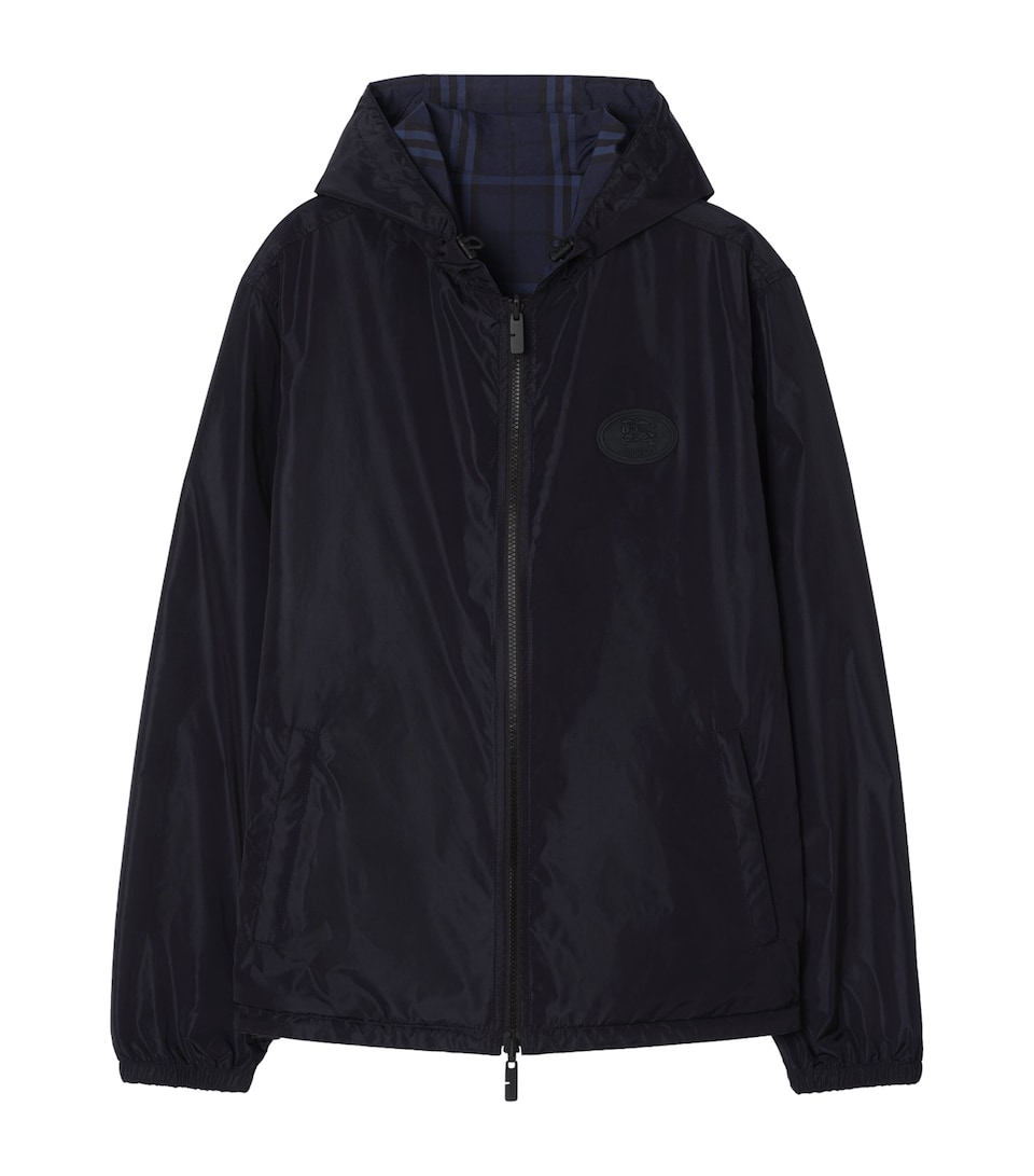 Burberry Mens Reversible Check Newport Jacket Dark Ink Blue Ip Chk