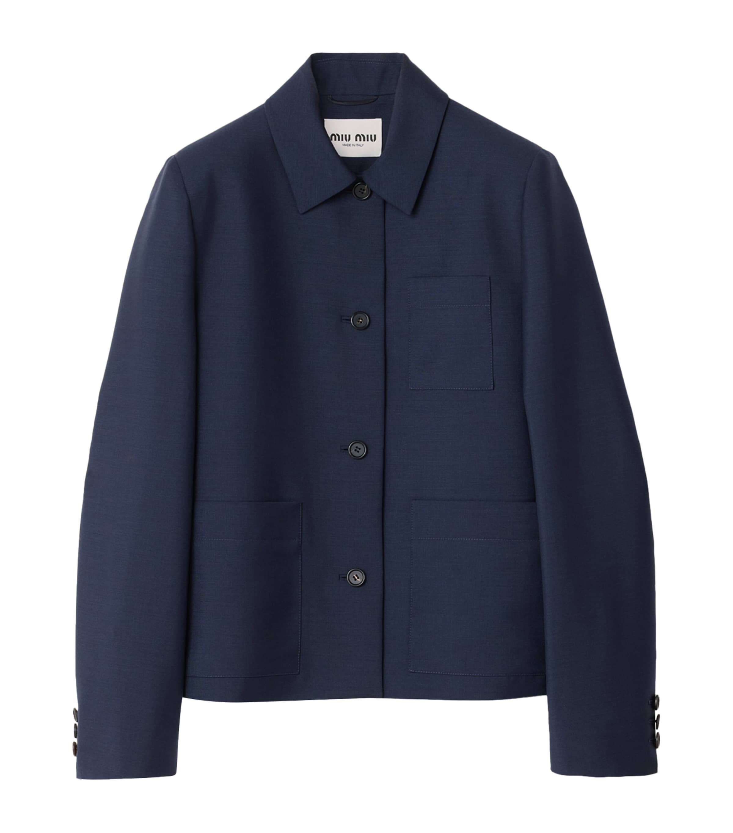 Miu Miu Womens Kid Mohair-Wool Shirt Jacket
