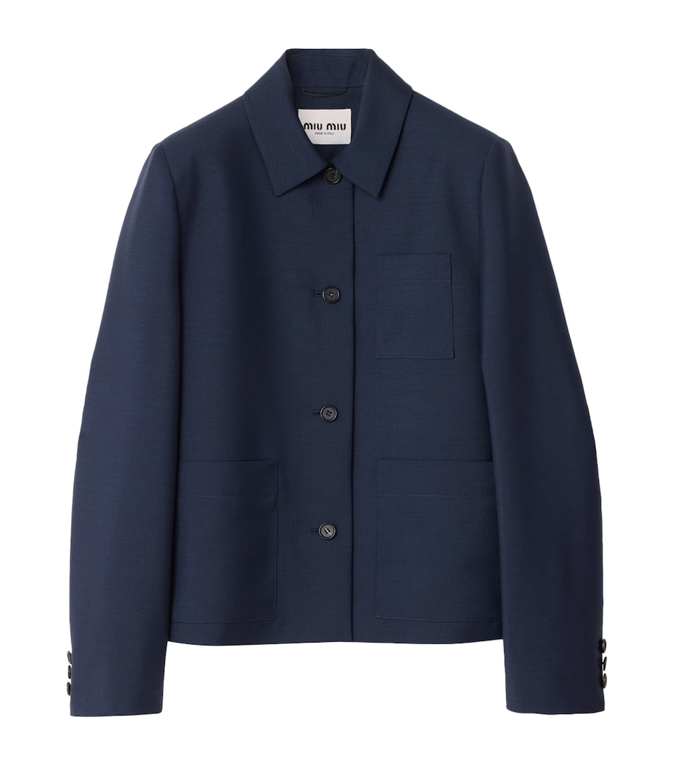 Miu Miu Womens Kid Mohair-Wool Shirt Jacket