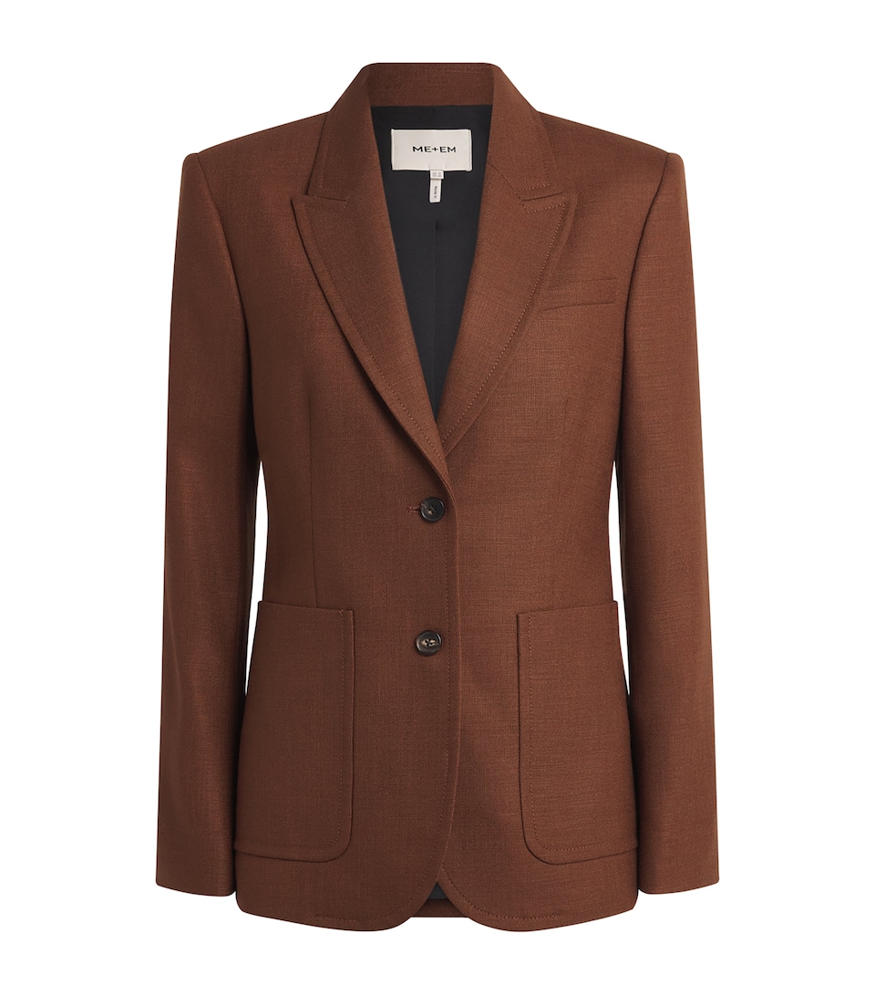 ME+EM Womens Wool-Blend Sharp Contour Blazer Pecan Brown