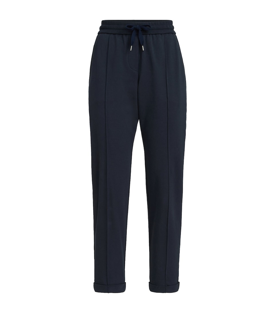 Brunello Cucinelli Womens Stretch-Cotton Slim Sweatpants Blue