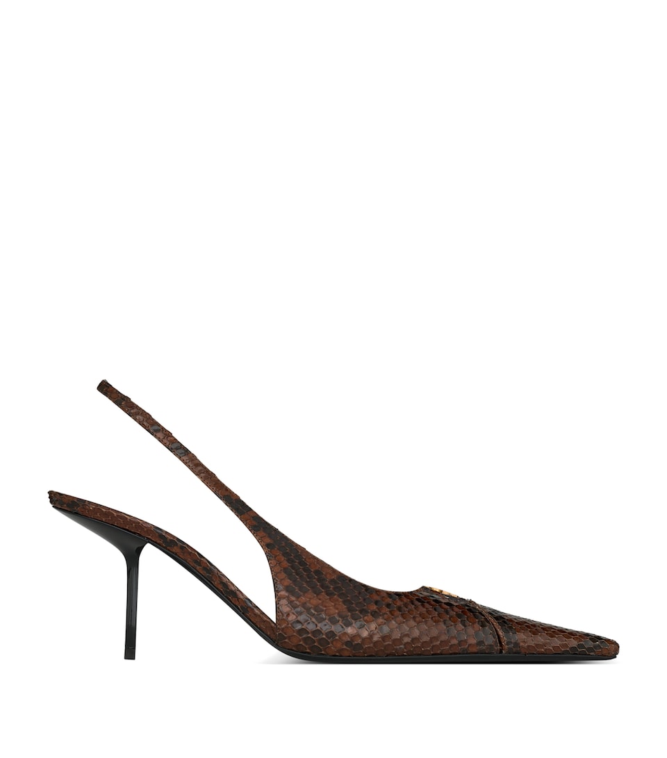 Saint Laurent Snakeskin Babylone Slingback Pumps 75
