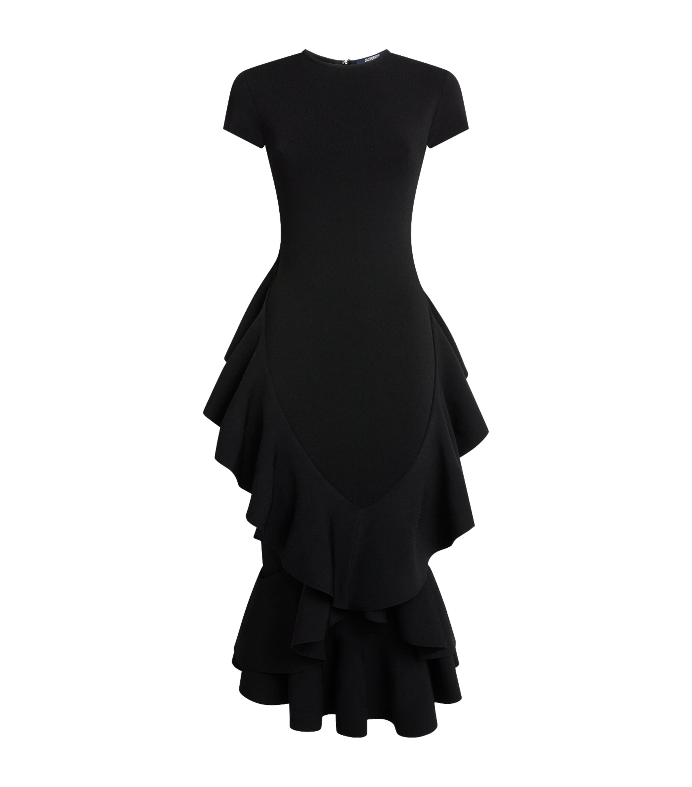 Jacquemus Womens Knitted Ruffle Poisson Dress Black