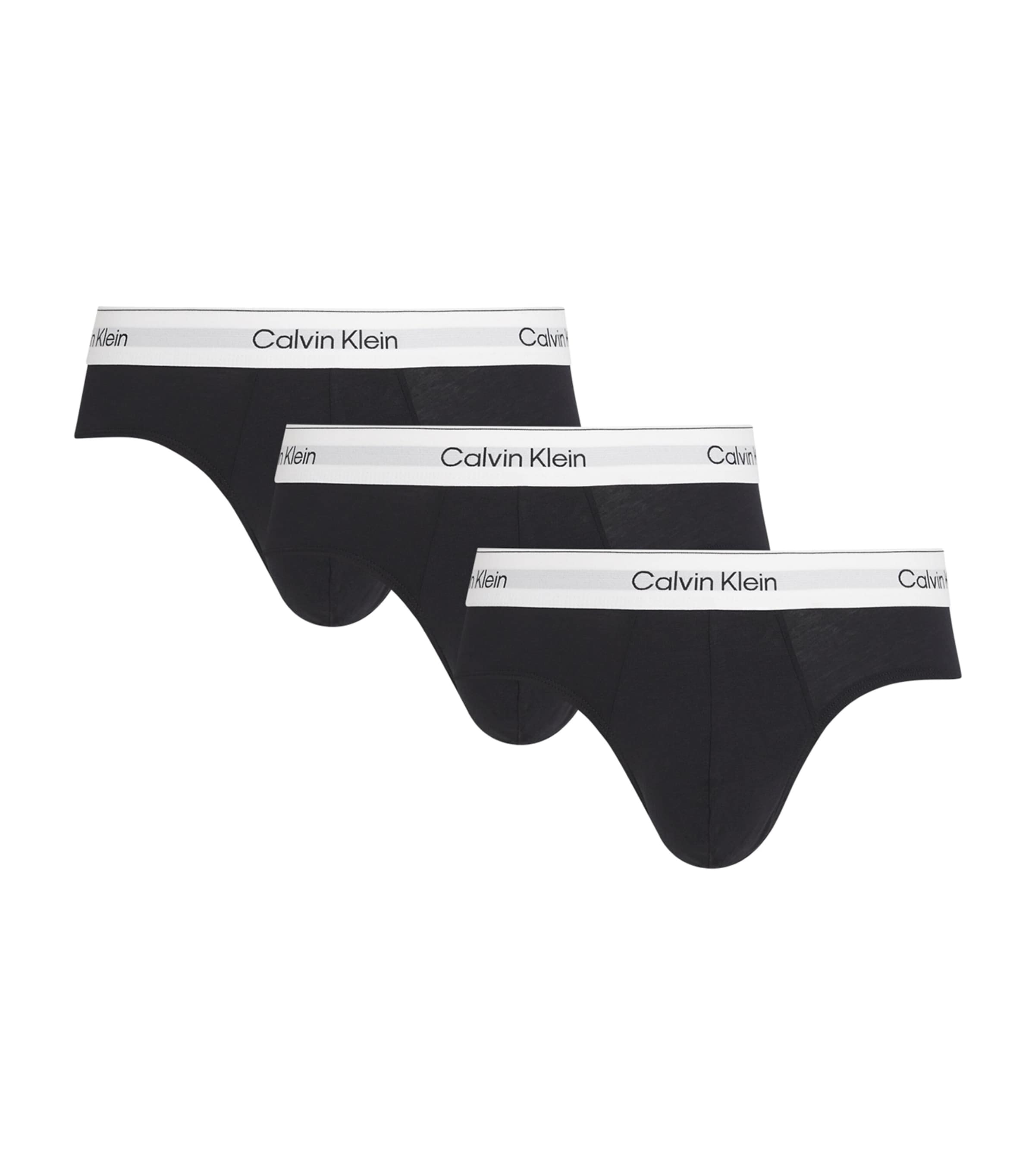 Calvin Klein Mens Cotton Stretch Icon Hip Briefs (Pack of 3) Black