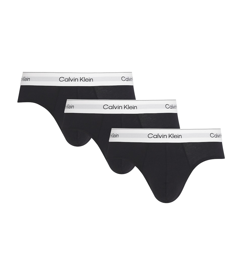 Calvin Klein Mens Cotton Stretch Icon Hip Briefs (Pack of 3) Black