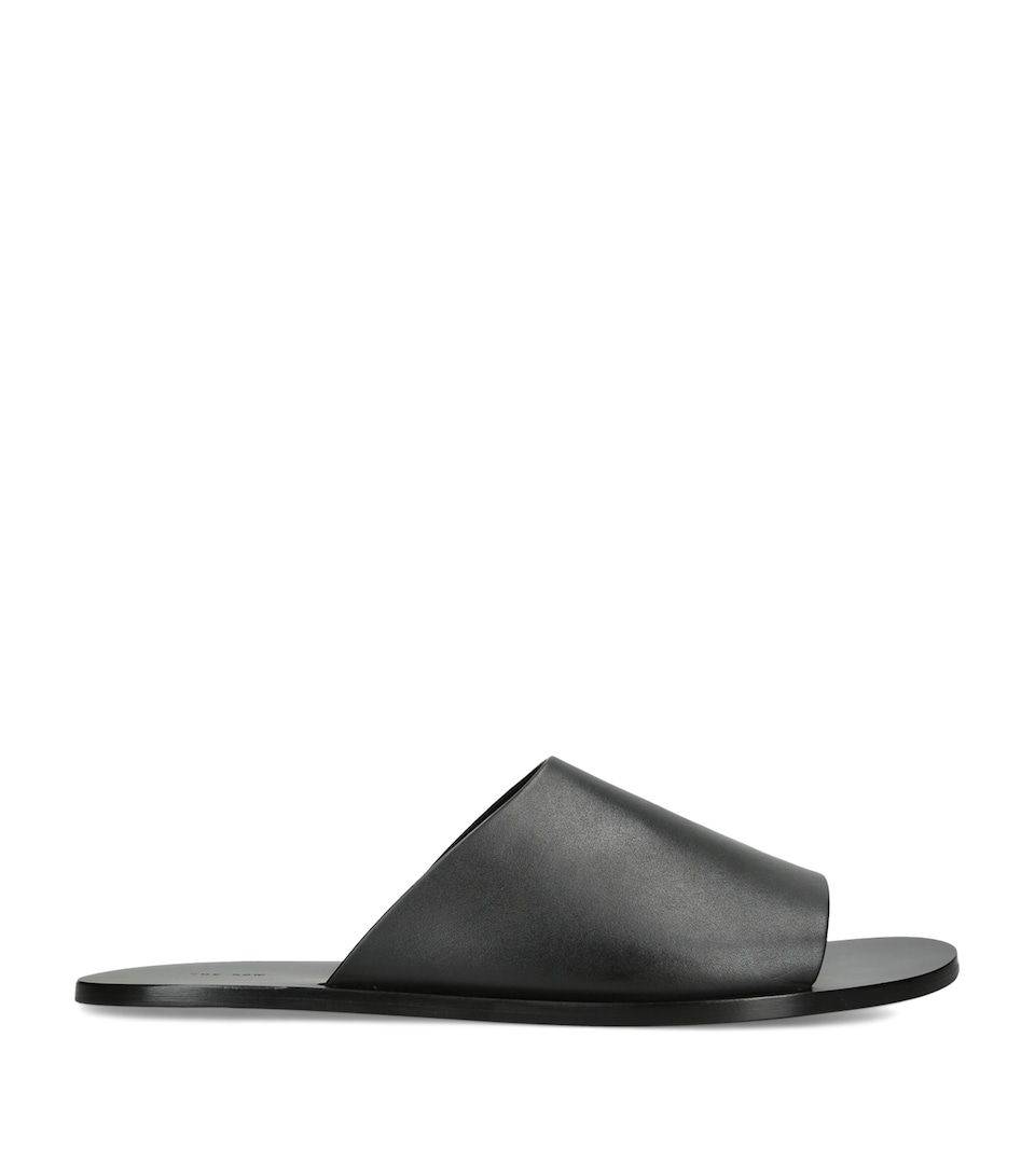 The Row Hugh Suede Slides Black