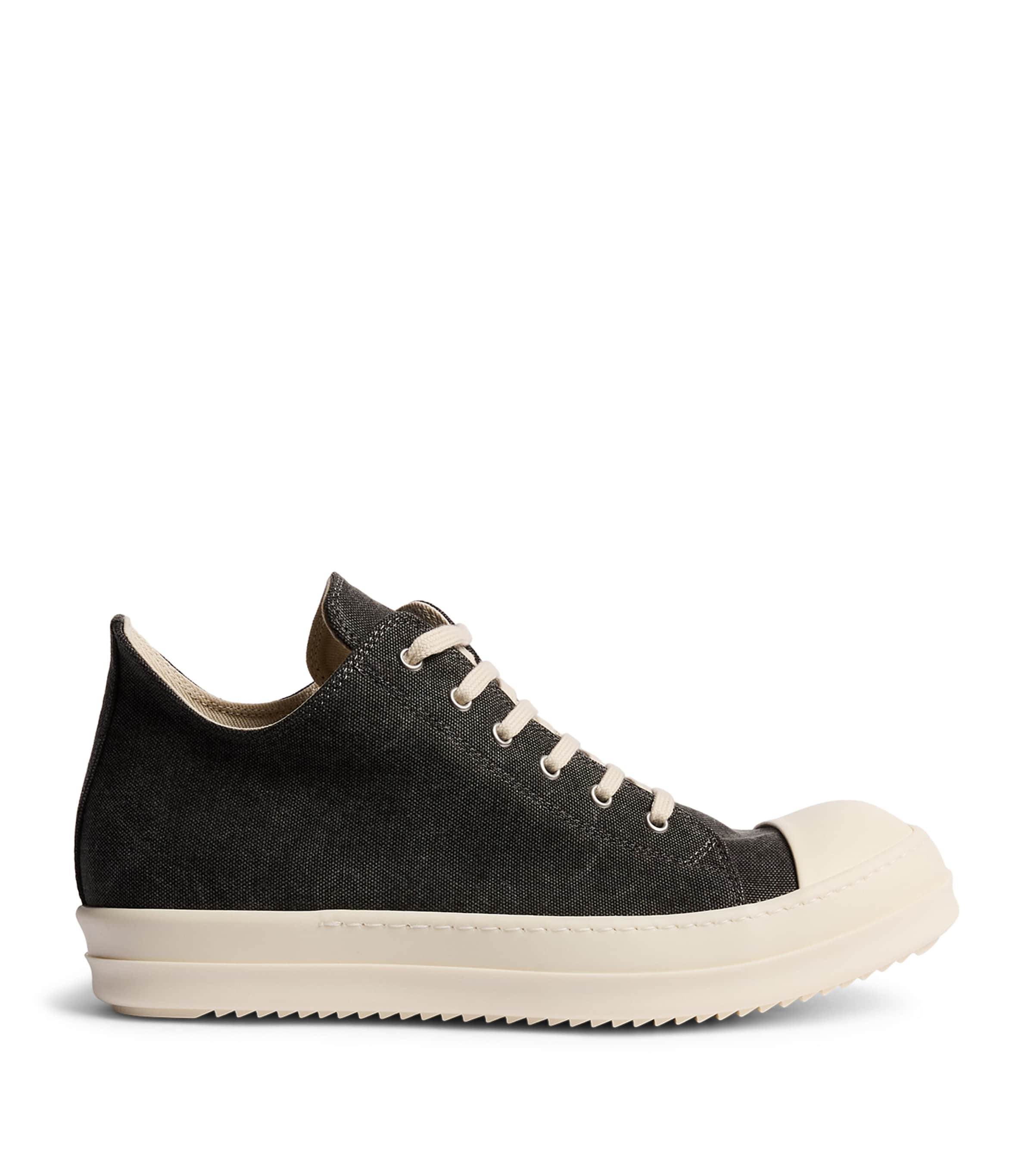 Rick Owens Canvas Low-Top Sneakers Grvl/mlk/mlk