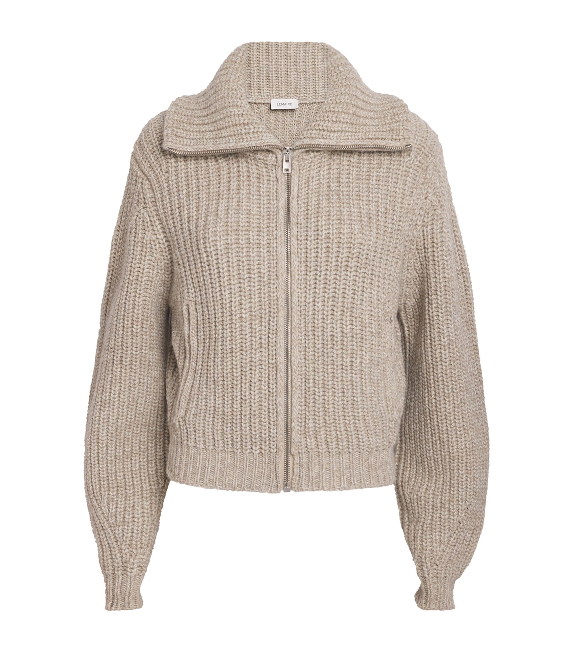 Lemaire Womens Alpaca-Yak Zipped Cardigan Beige / Oat