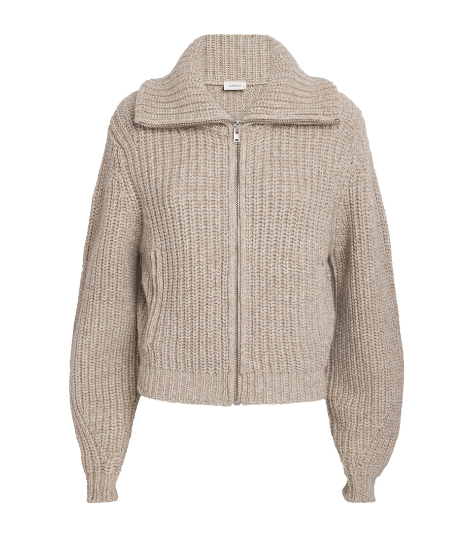 Lemaire Womens Alpaca-Yak Zipped Cardigan Beige / Oat