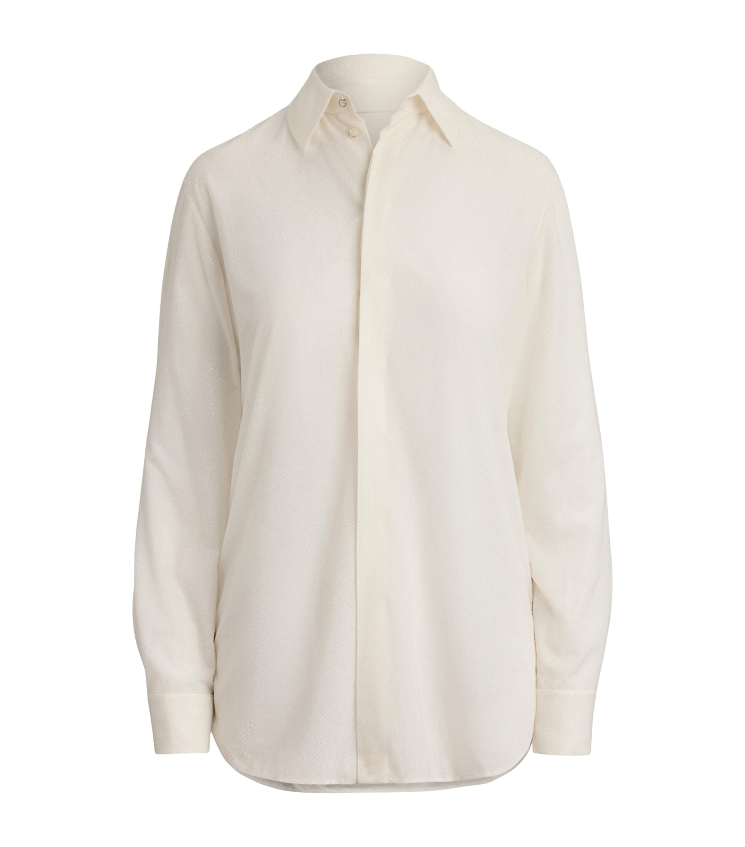 Ralph Lauren Collection Womens Silk Embellished Adrien Shirt Cream