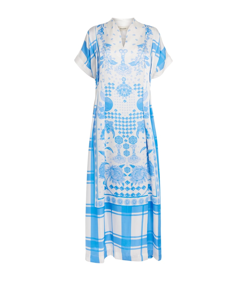 Verandah Womens Printed Gingham Kaftan Maxi Dress Iv & Bl Mdrs Chk Big