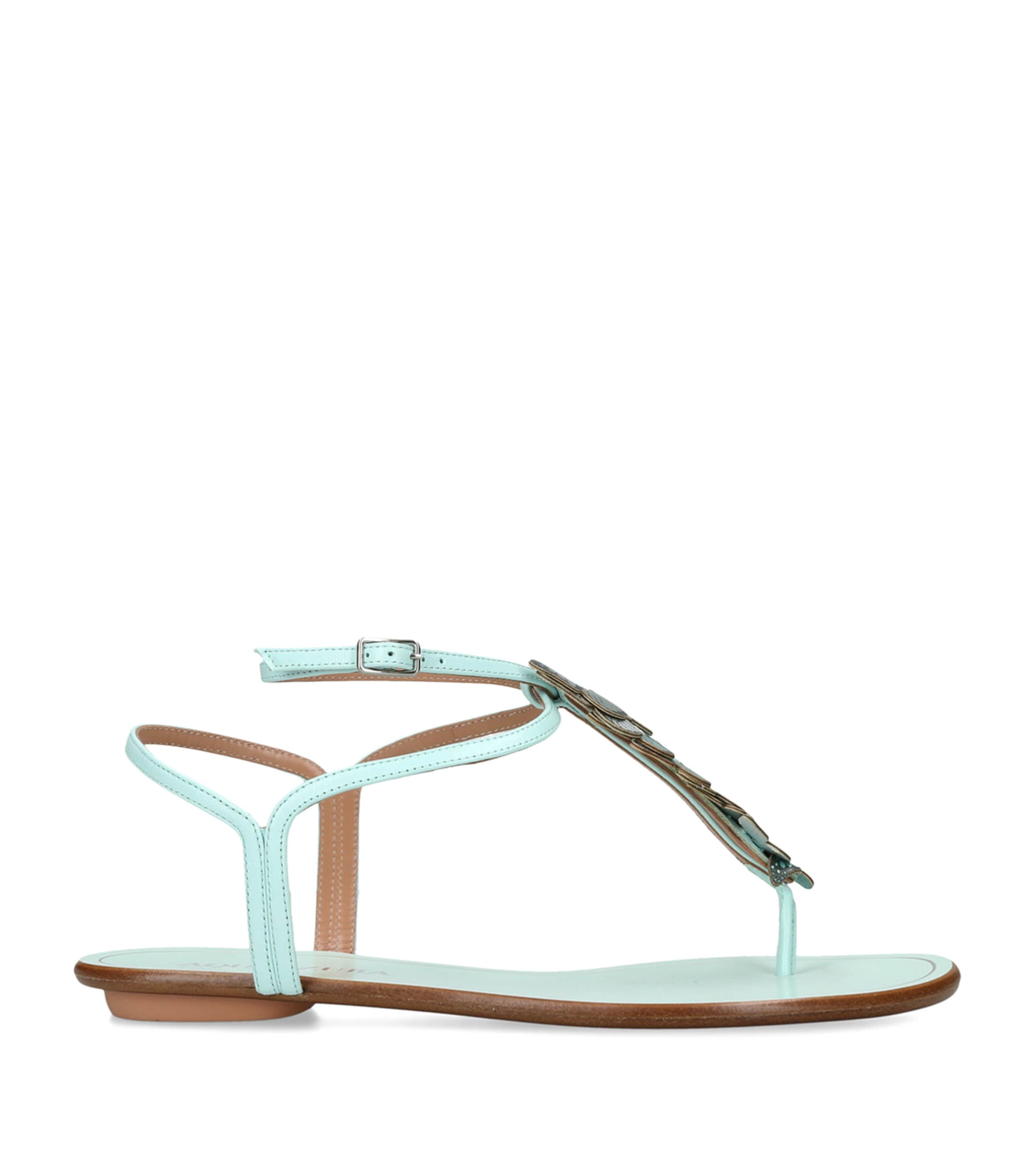 Aquazzura Papillon Flat Sandals Pale Blue