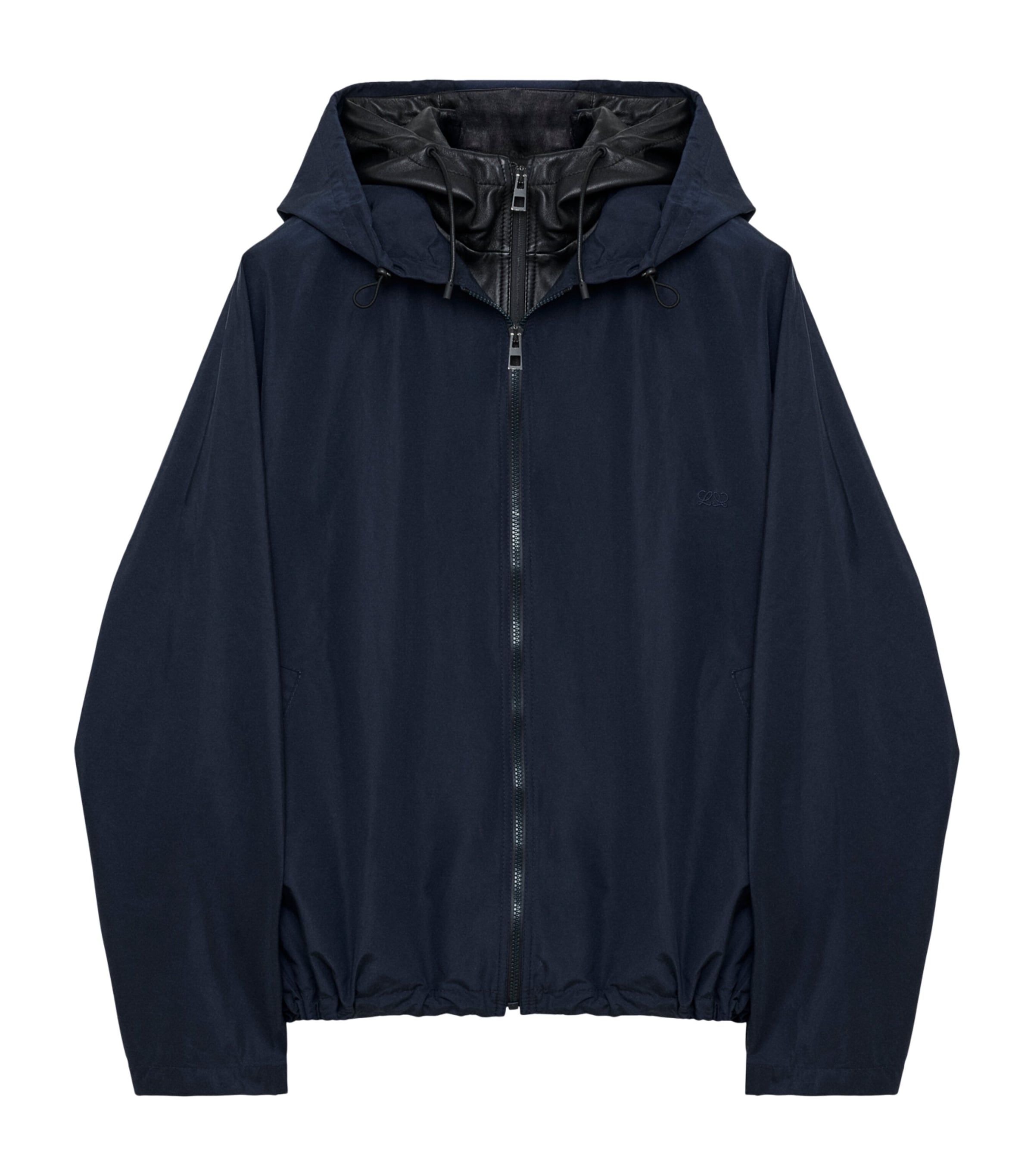 LOEWE Mens Layered-Neck Hooded Jacket Navy/black
