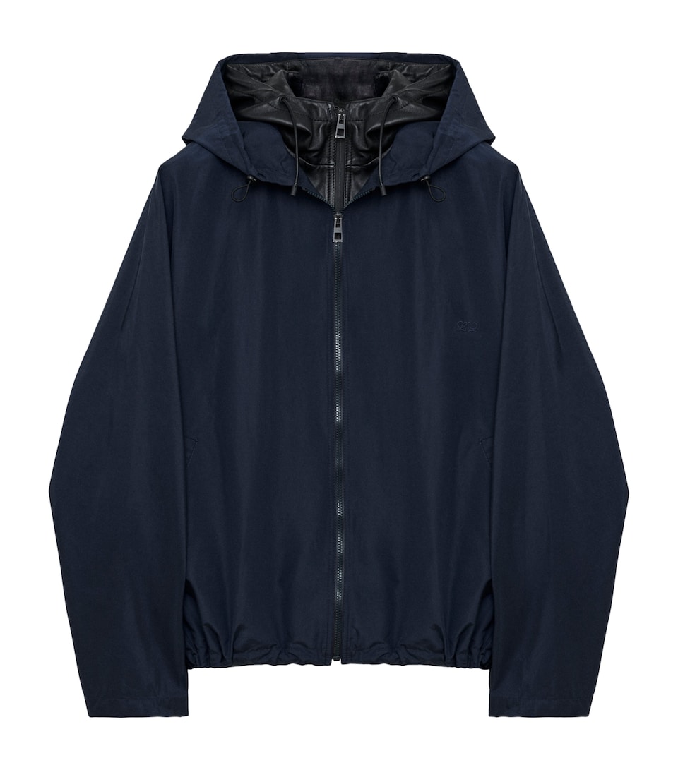 LOEWE Mens Layered-Neck Hooded Jacket Navy/black