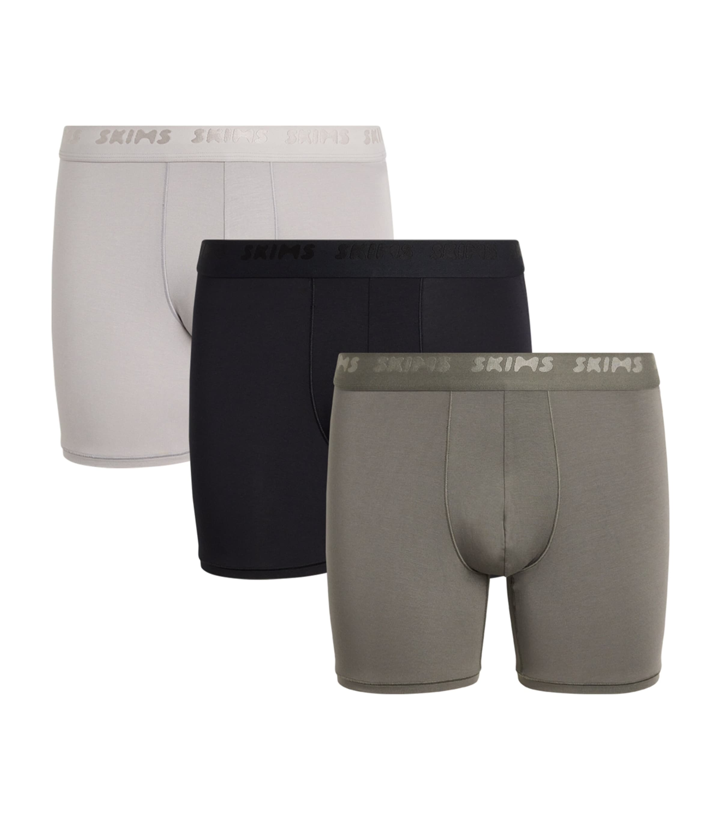 Skims Mens Stretch Boxer Briefs (Pack of 3) Gunmetal Multi