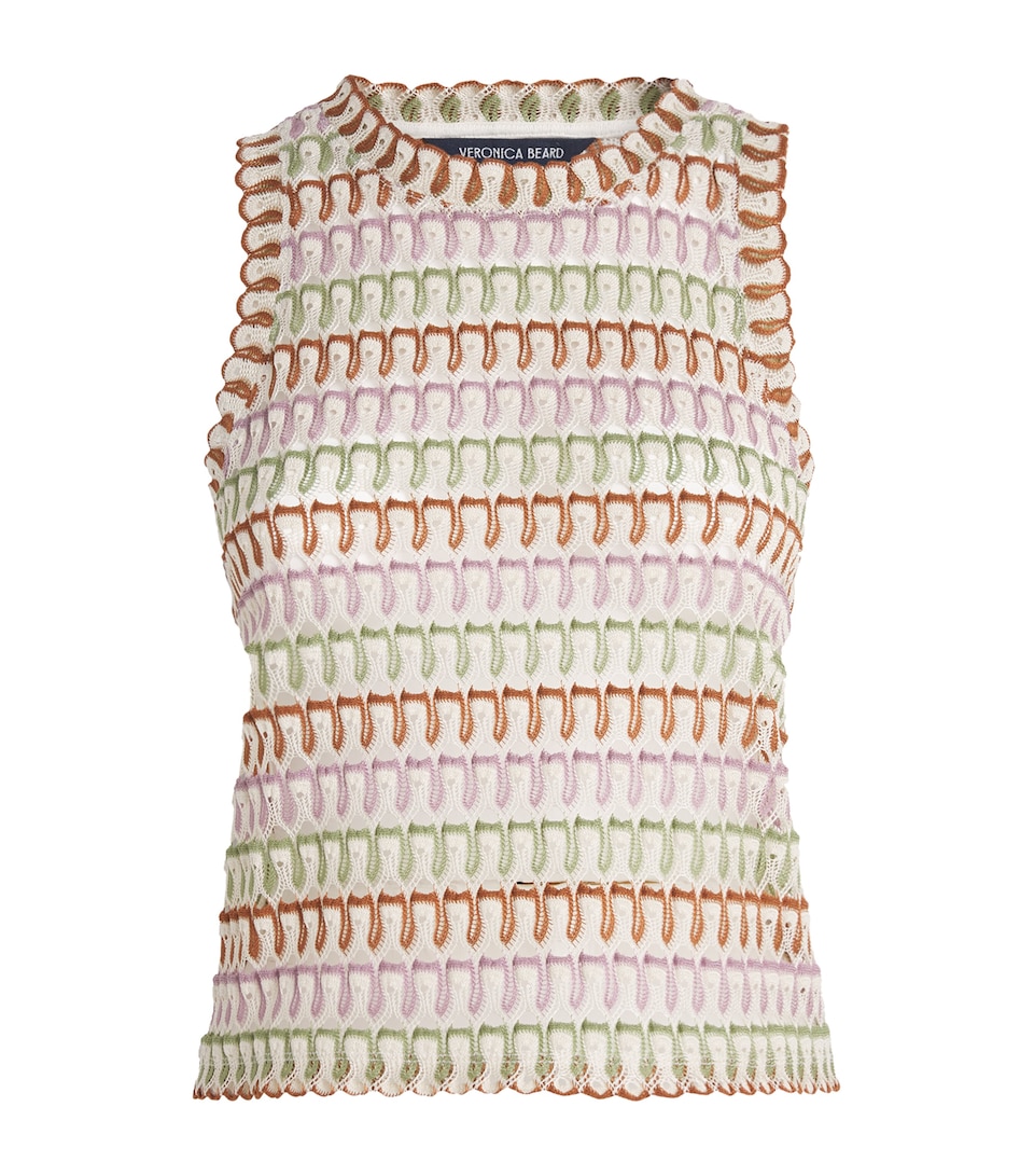 Veronica Beard Womens Knitted Jacquard Rhett Tank Top Ochre/dv Mlt