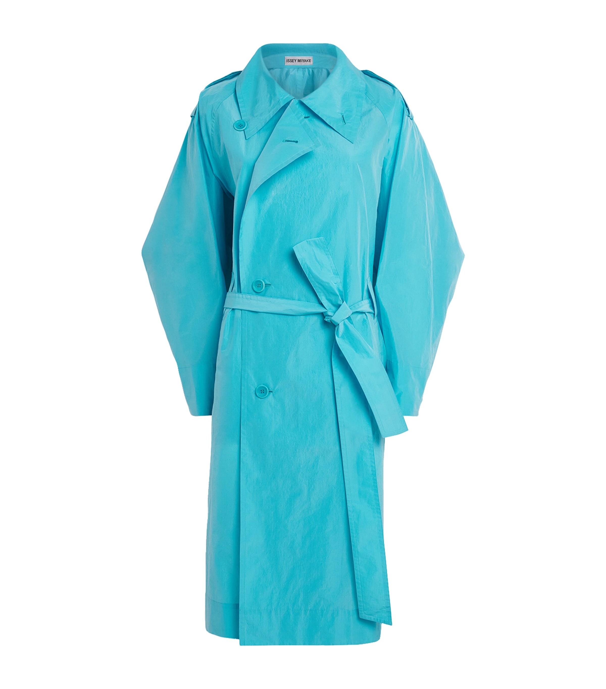 Issey Miyake Womens Correlation Trench Coat Light Blue