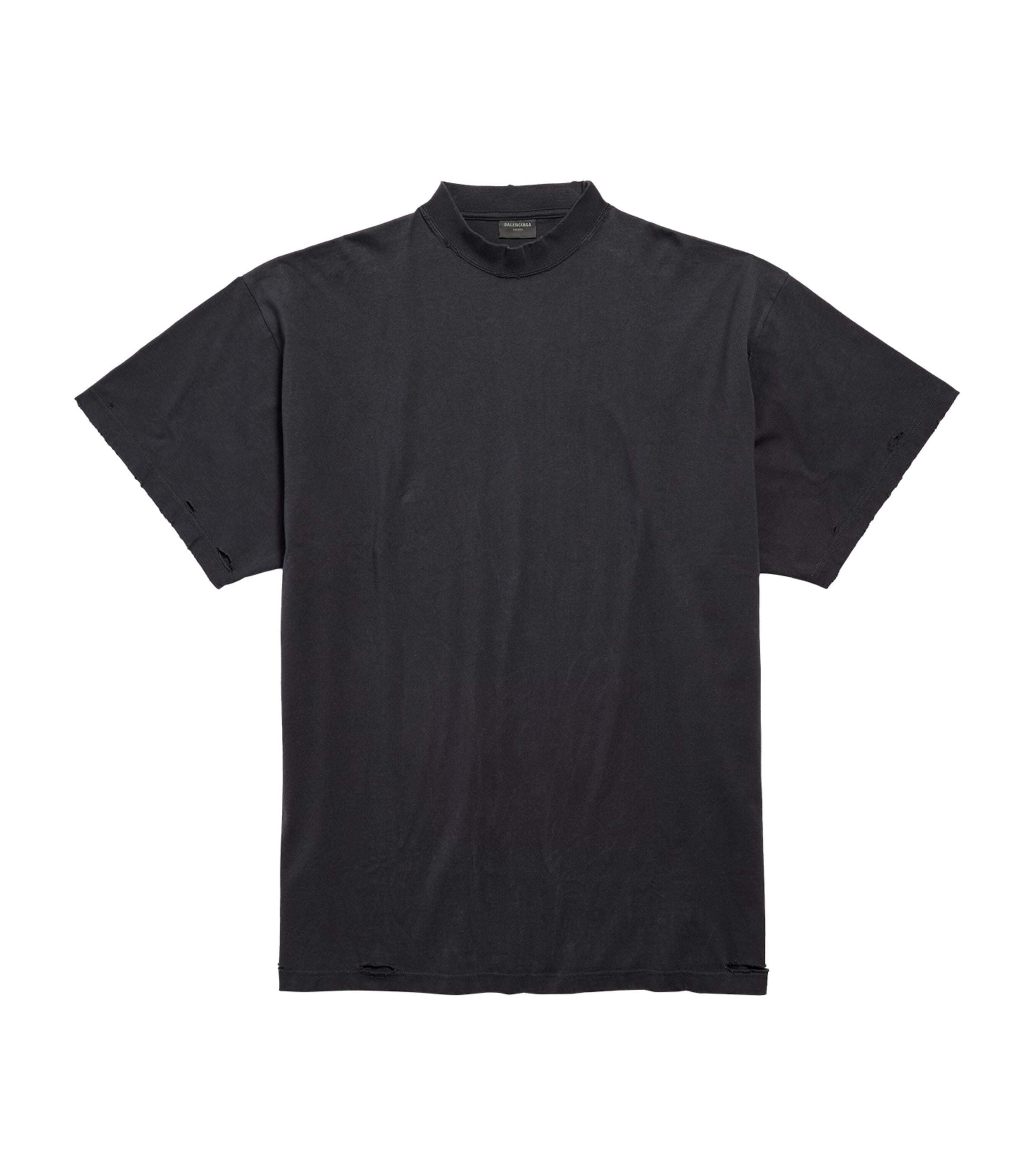 【送料&関税込】Balenciaga Logo Crop T-shirt - Unisex Balenciaga Cotton Distressed Security Tape Logo T-Shirt