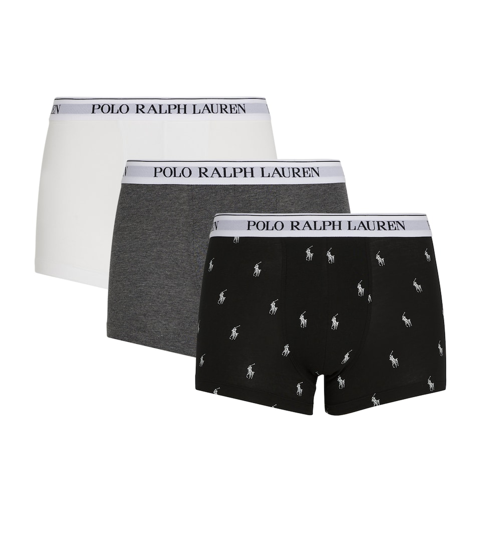 Polo Ralph Lauren Mens Stretch-Cotton Classic Trunks (Pack of 3) Wht/chcl Htr/blk