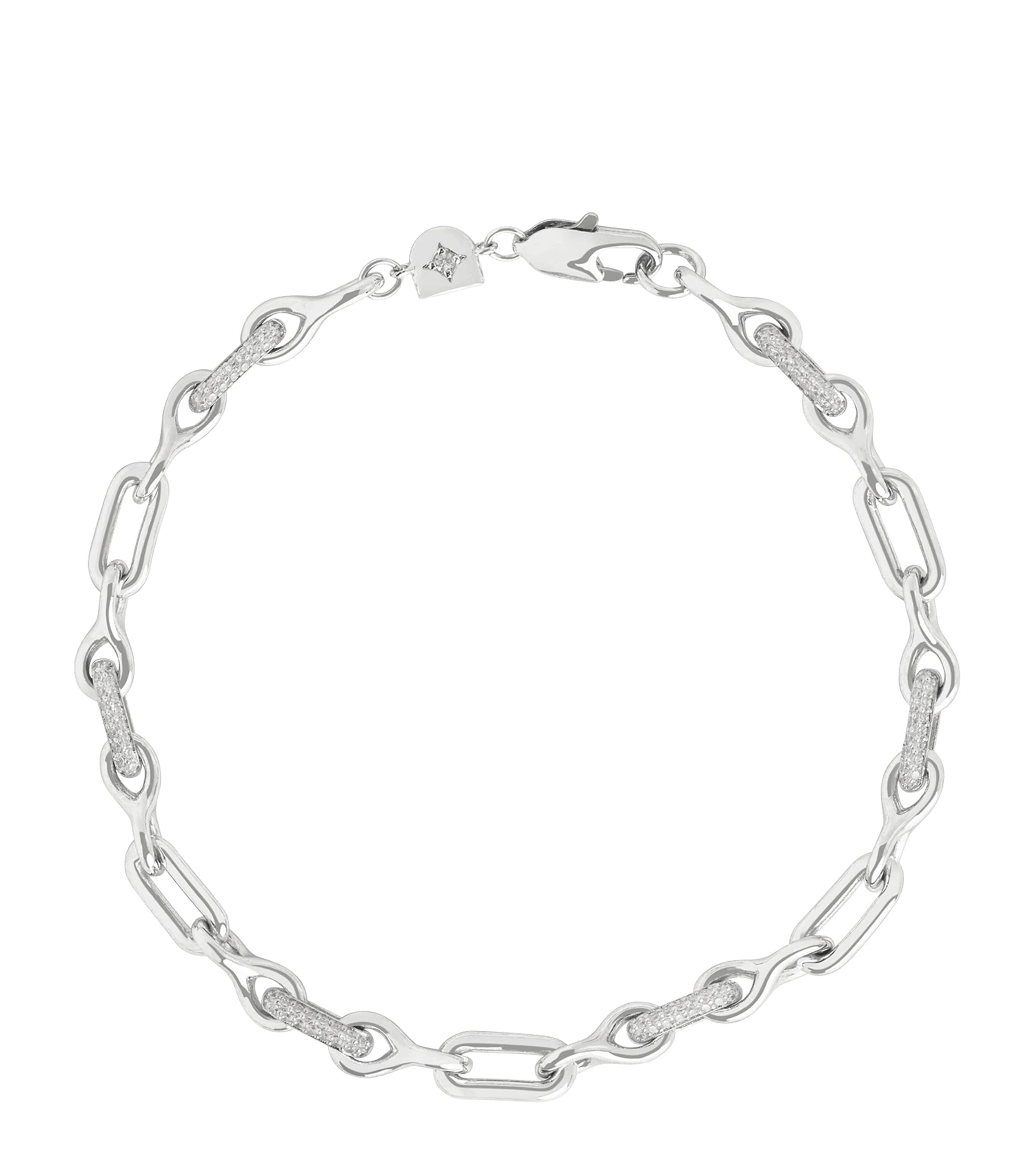 Rhodium-Plated Pavé Chain Link Bracelet