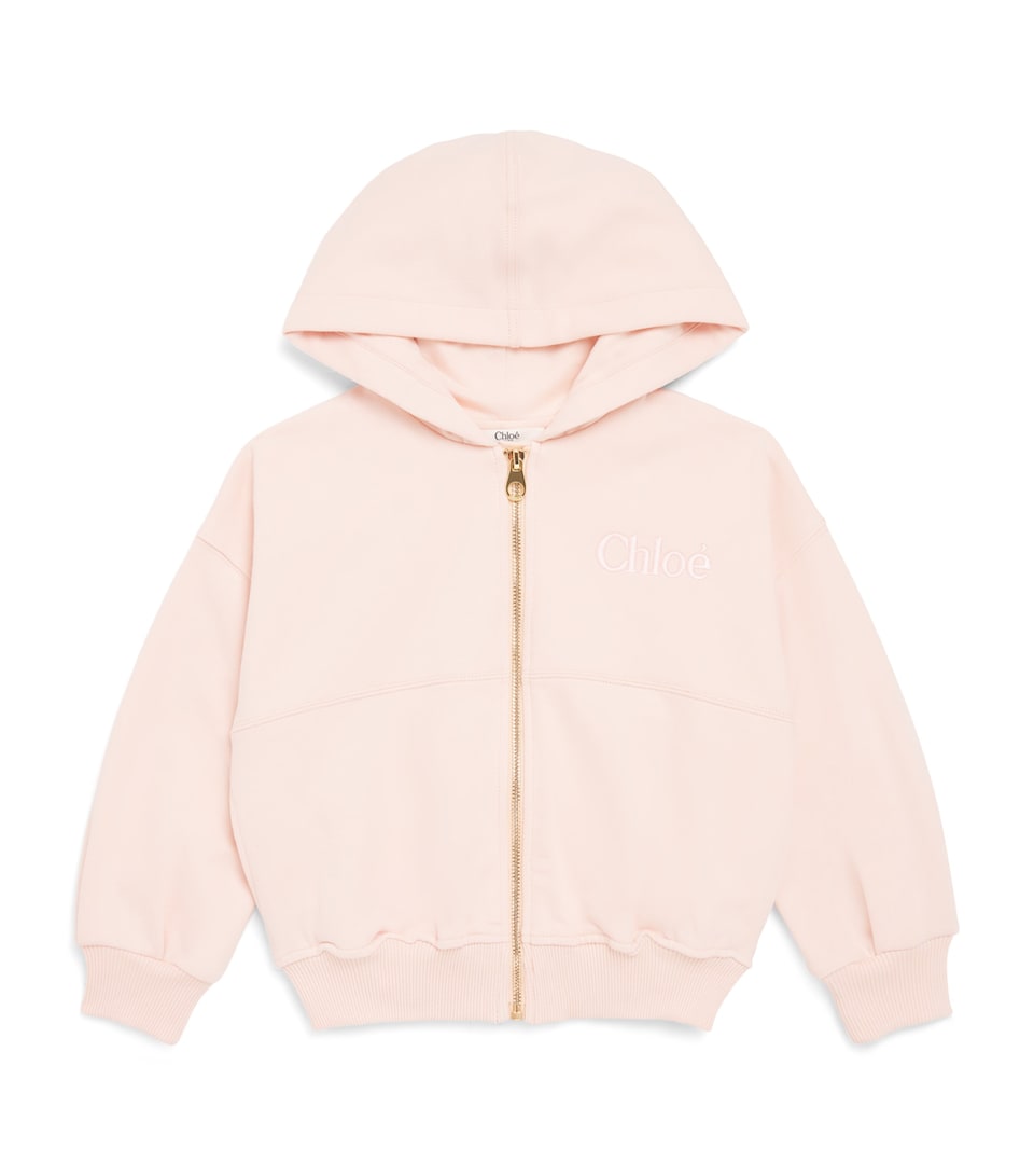 Chloé Kids Cotton Logo Zip-Up Hoodie (4-14 Years) Pink