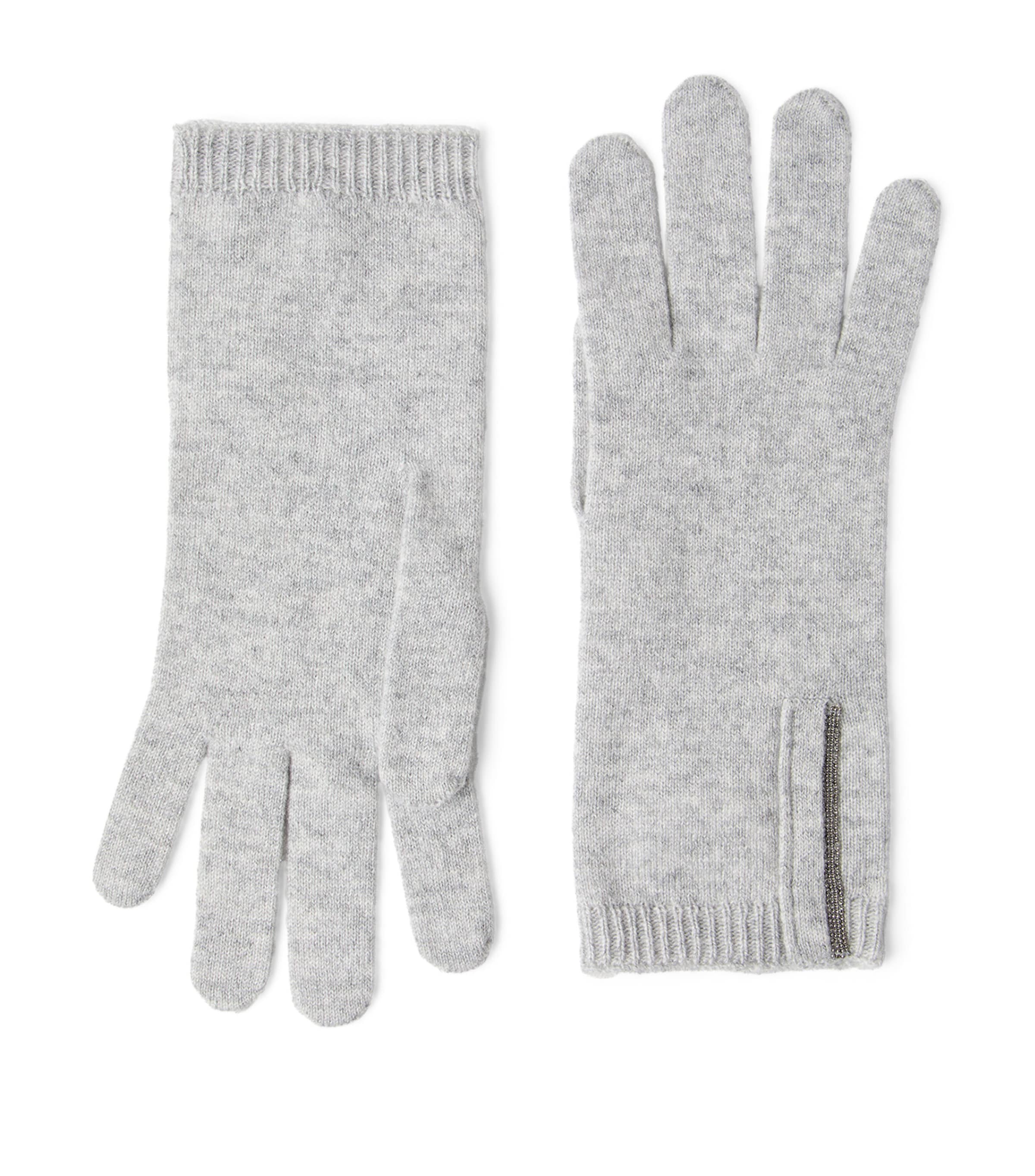 Brunello Cucinelli Cashmere Monili-Trim Gloves