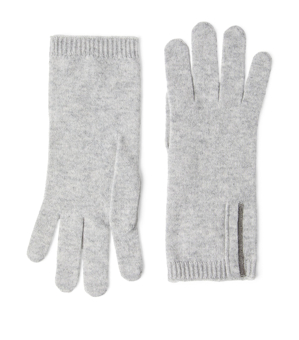 Brunello Cucinelli Cashmere Monili-Trim Gloves